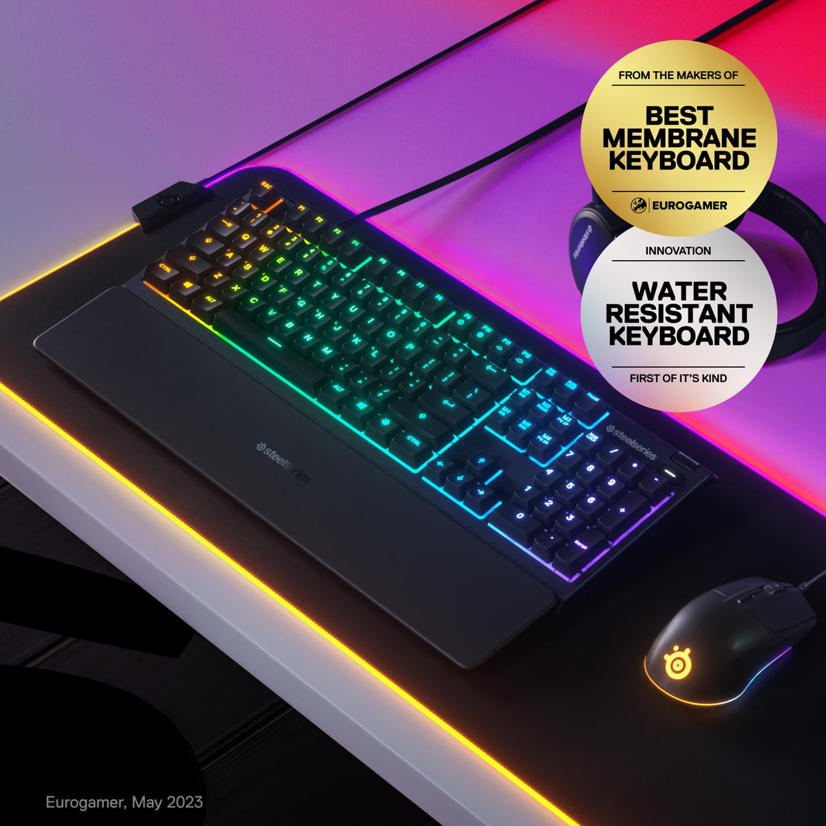 SteelSeries Apex 3 RGB Gaming Keyboard, 10-Zone