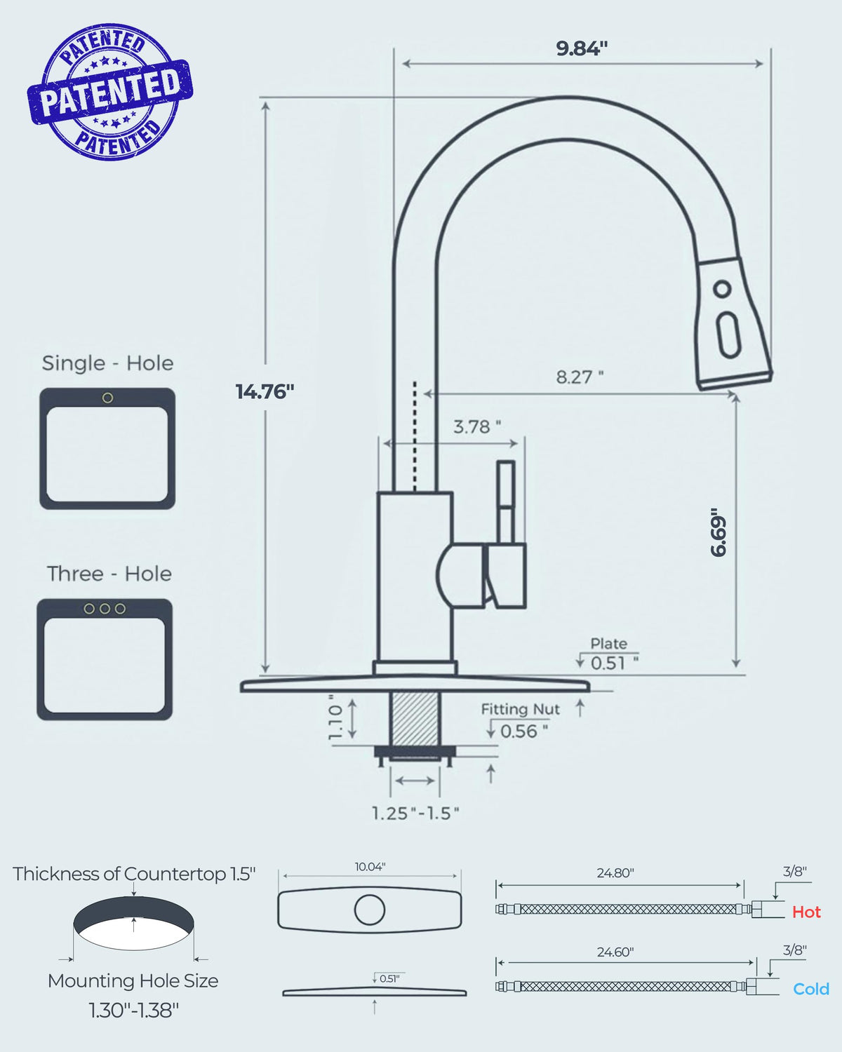 FORIOUS Black Kitchen Faucets with Pull Down Sprayer, Matte Black