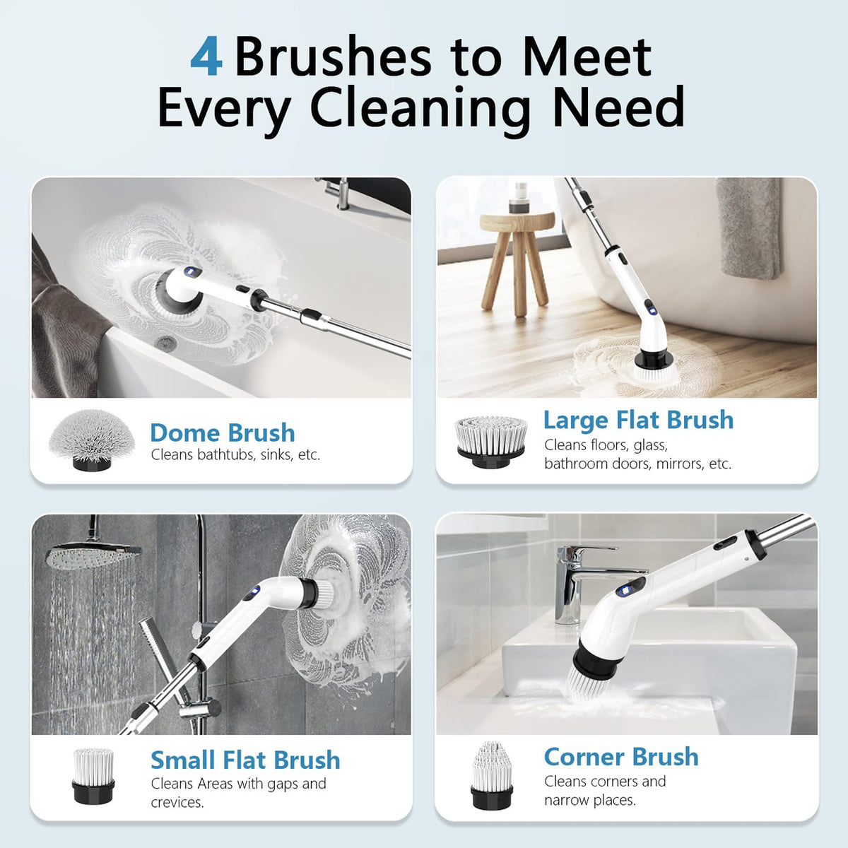 Tuyu Electric Spin Scrubber, IPX7 Waterproof, Cordless, Extendable