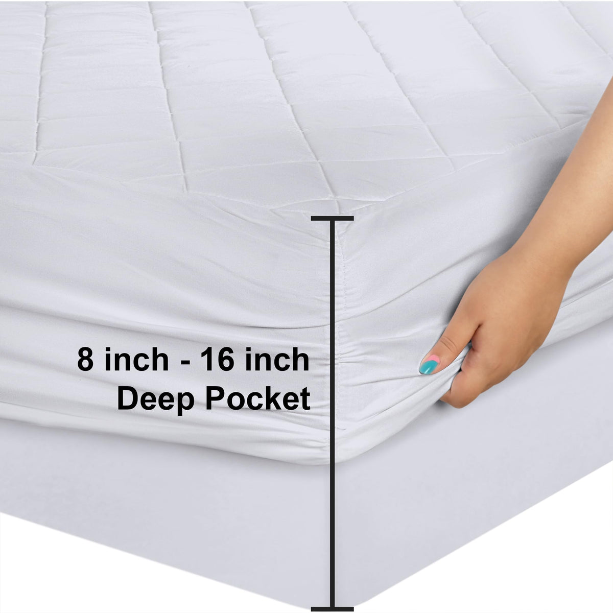 Utopia Bedding Quilted Fitted Mattress Pad, Queen, White