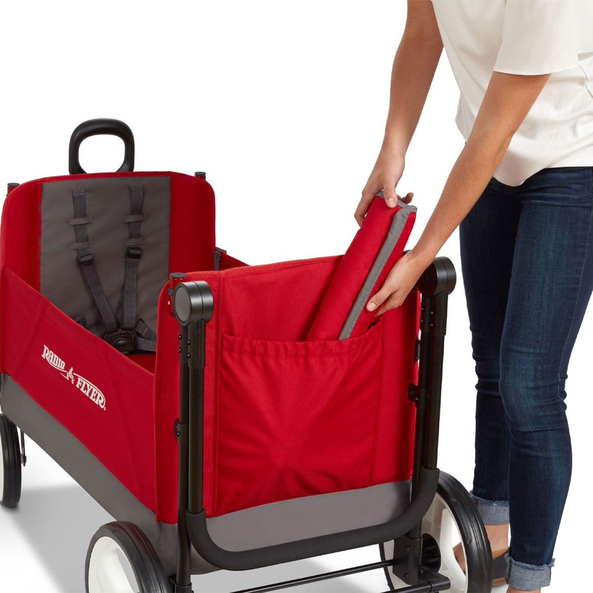 Radio Flyer Convertible Stroller Wagon for Kids, Red
