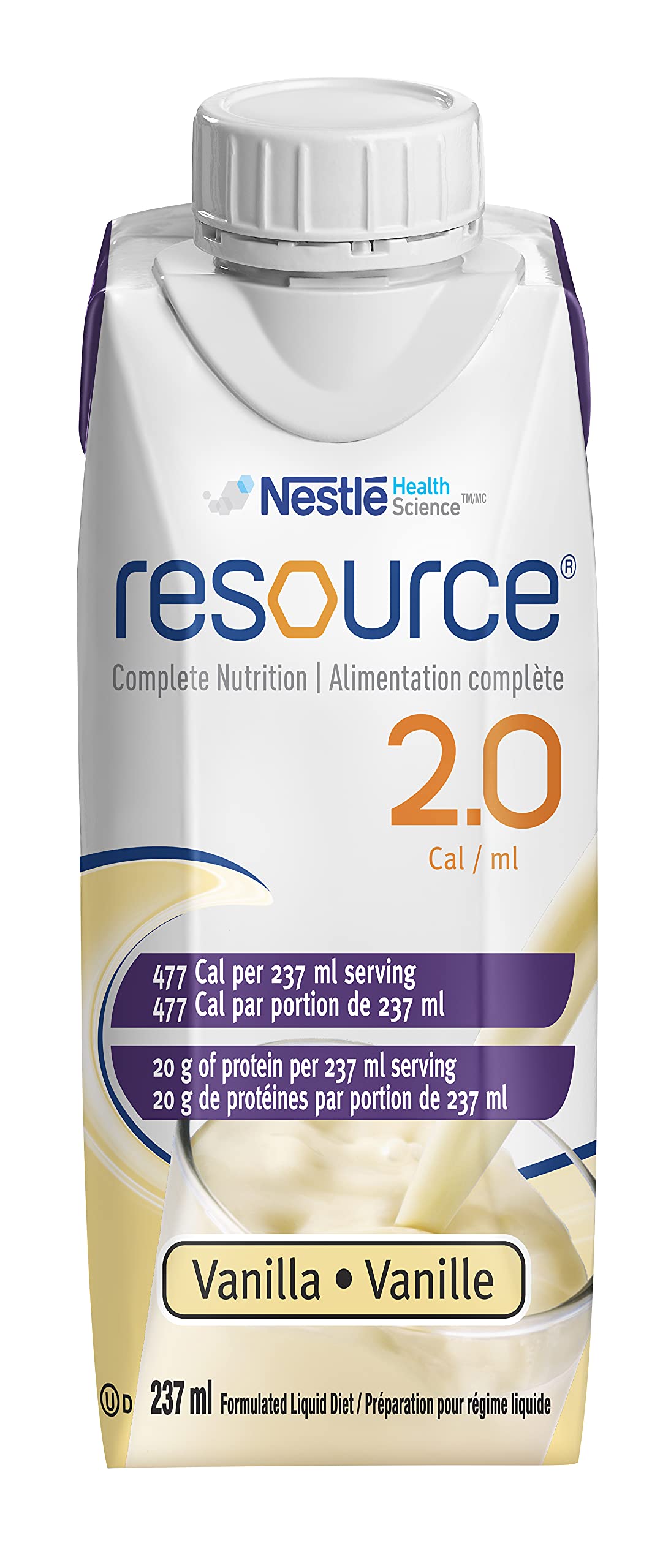 Resource 2.0 Complete Nutrition Drink, Vanilla, 24 x 237 mL