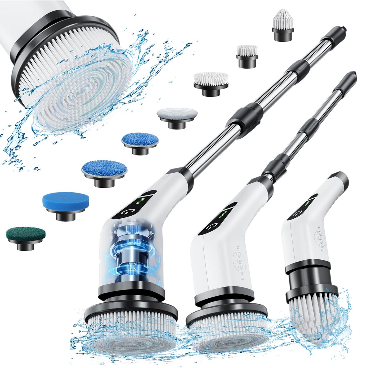 Leebein Cordless Electric Spin Scrubber with 8 Brush Heads