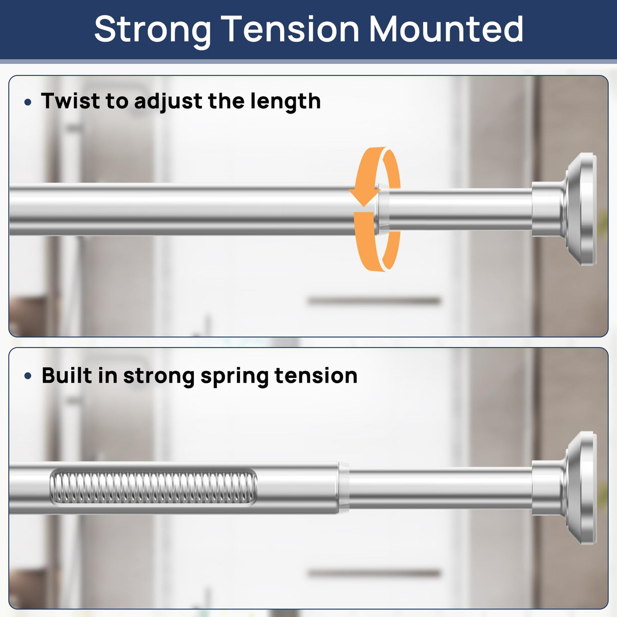 ENJOYBASICS Tension Shower Curtain Rod, 30-76 Inch, Chrome