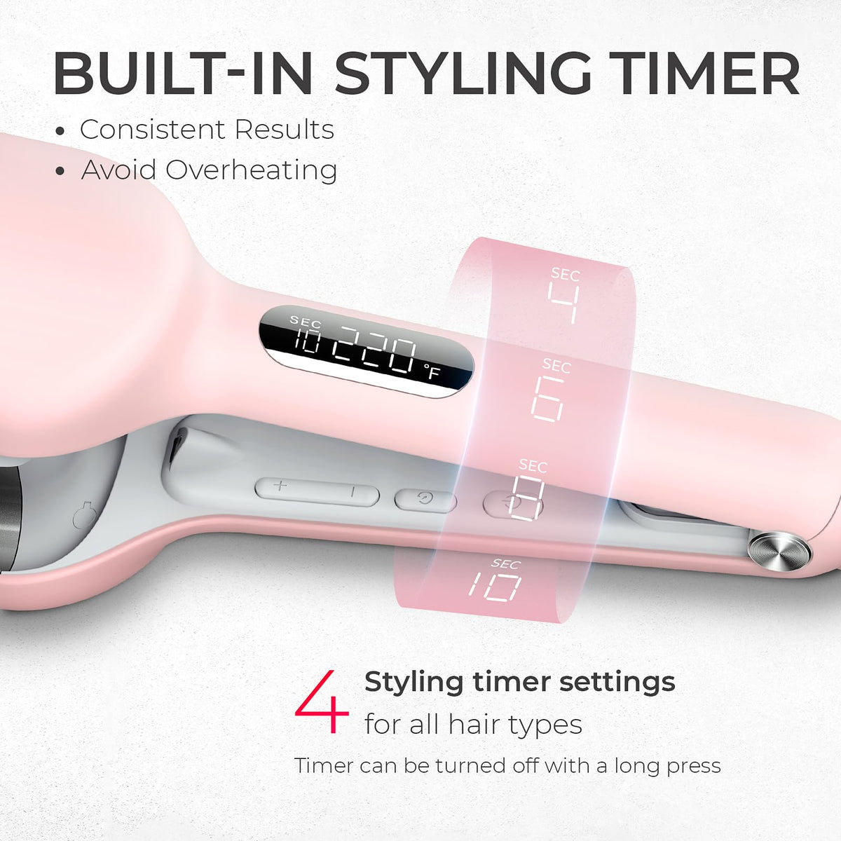 TYMO ROVY 3-Barrel Ionic Hair Waver, 1.25 in, Pink