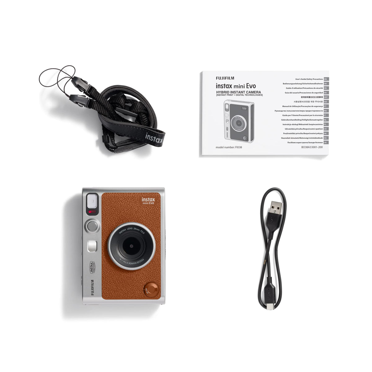 Fujifilm Instax Mini Evo Hybrid Instant Camera, Brown