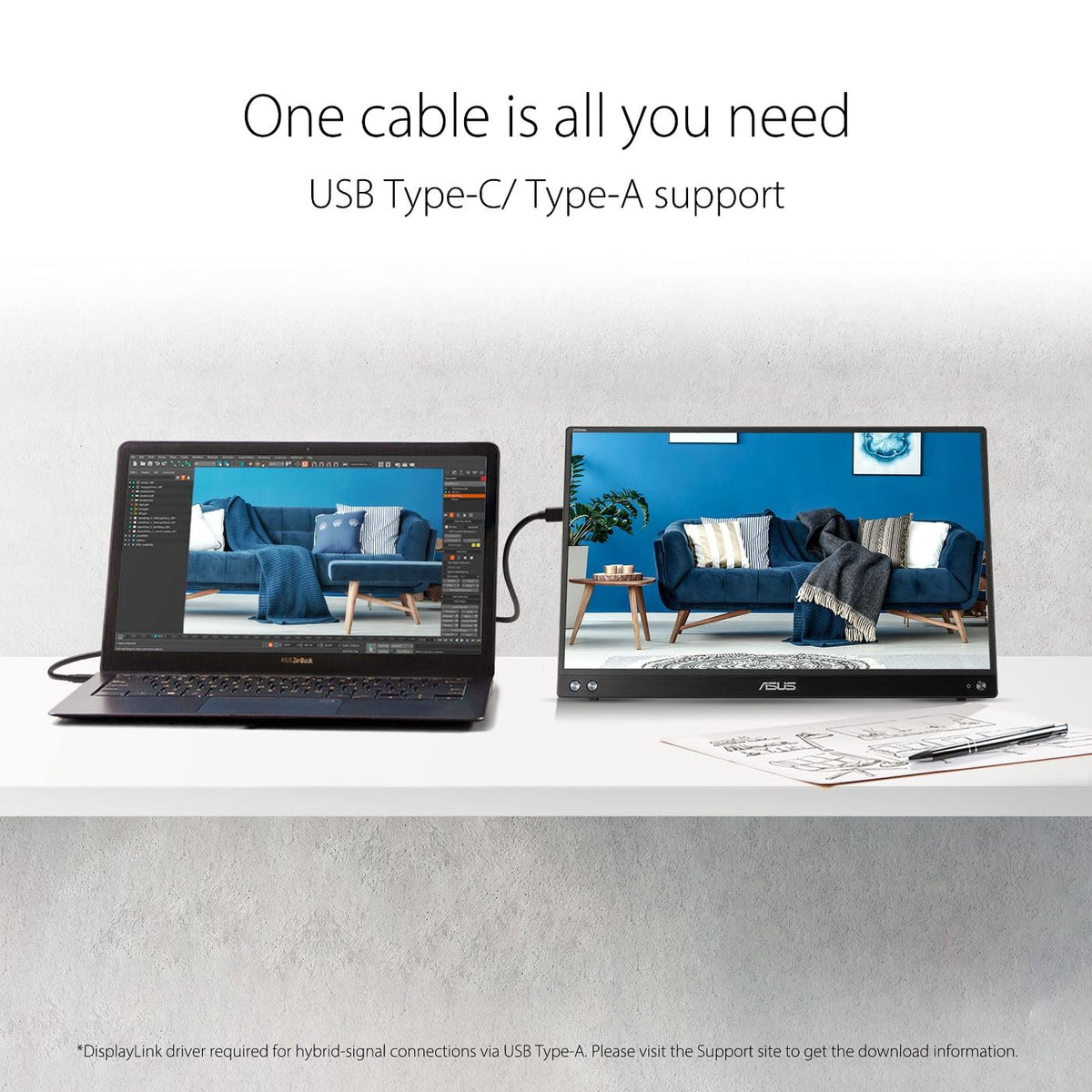 ASUS ZenScreen 15.6" 1080P Portable Monitor, MB16ACV