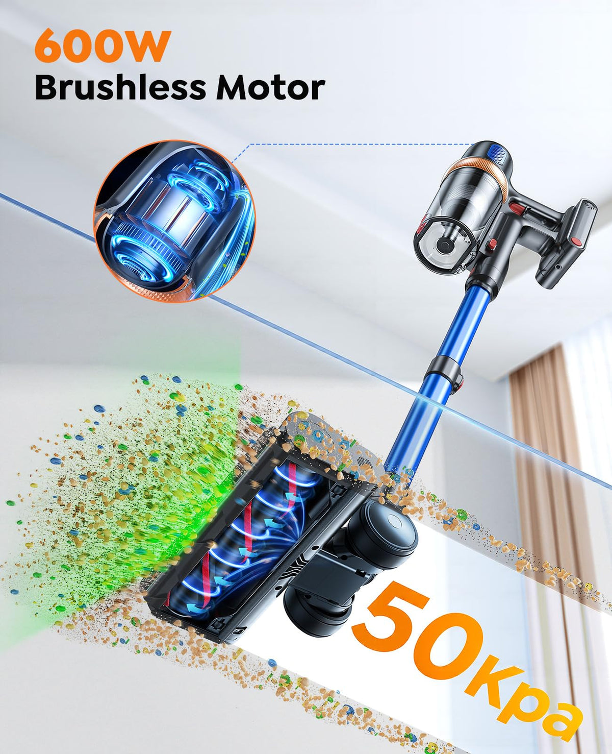 Inteture Cordless Stick Vacuum Cleaner, 650W