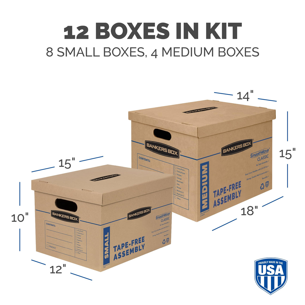 Bankers Box SmoothMove Classic Moving Kit, 12 Boxes