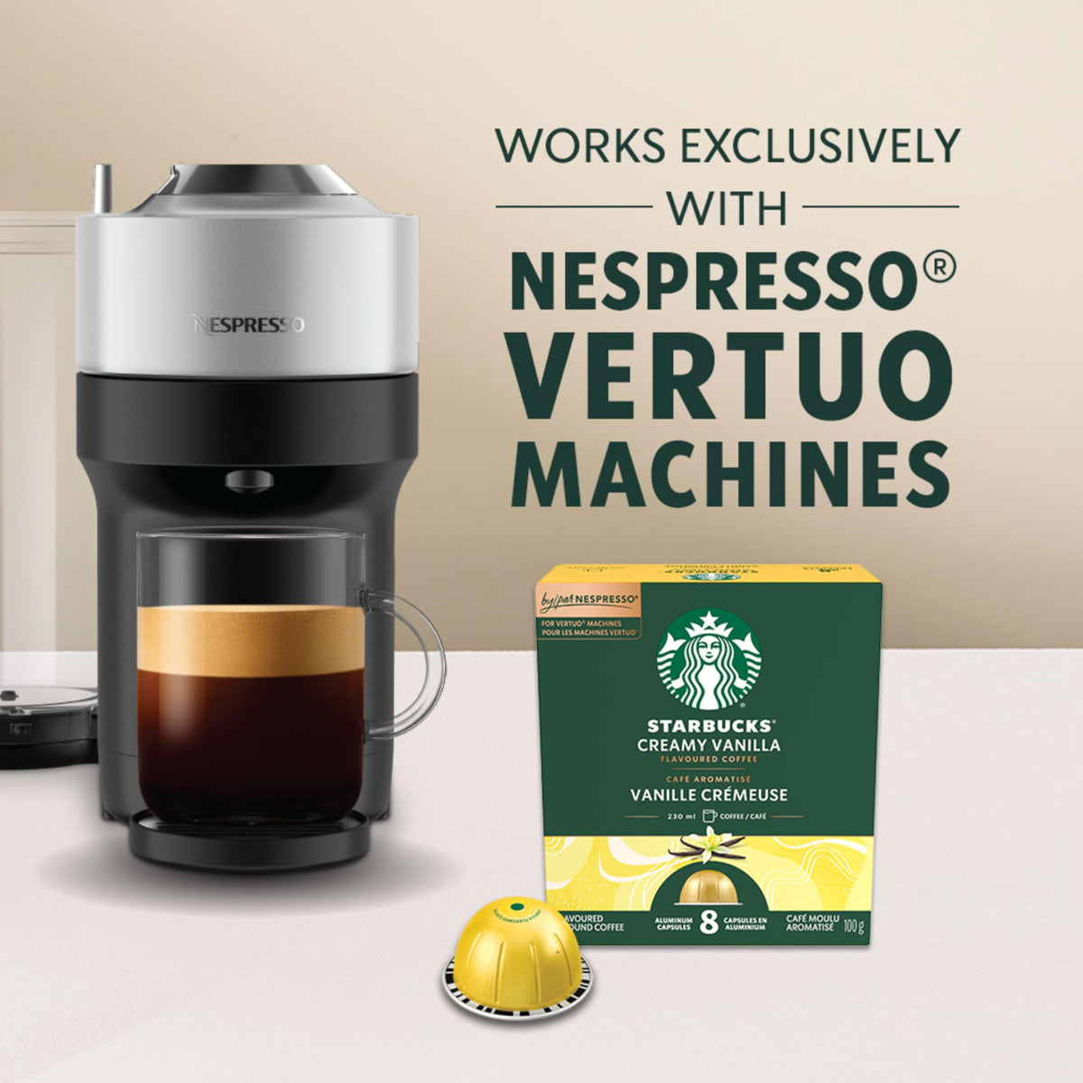 Starbucks Creamy Vanilla Coffee for Nespresso Vertuo, 4 Boxes, 400 g