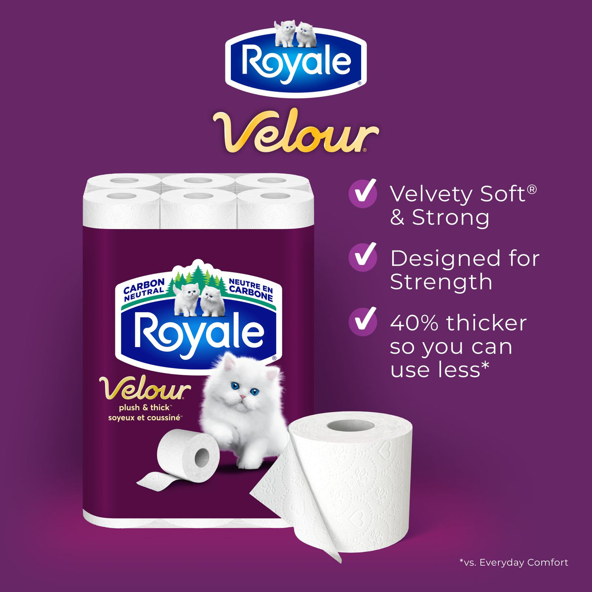 Royale Velour Toilet Paper, 48 Equal 96 Rolls, 142 Sheets per Roll
