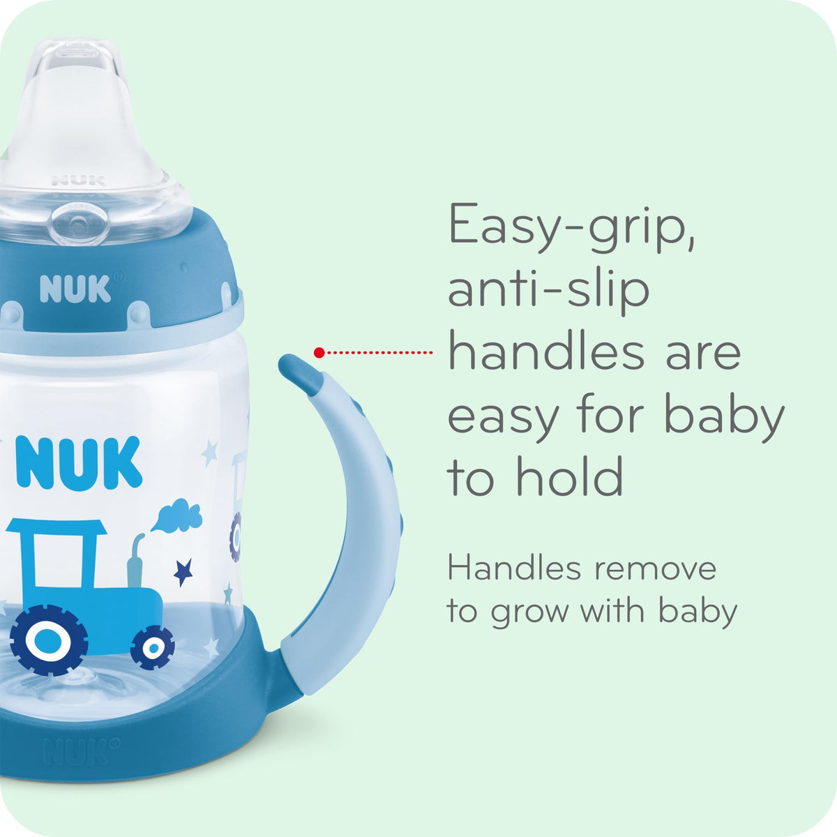 NUK Fun Grips Hard Spout Sippy Cup, 10oz, Blue & Green, 4 Pack