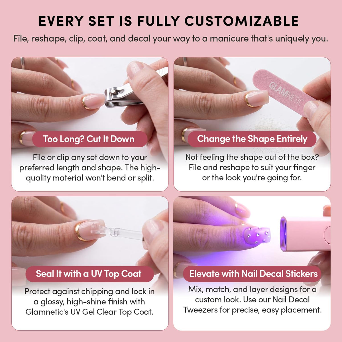 Glamnetic Press On Nails, Ma Damn, 24 Nail Kit with Glue