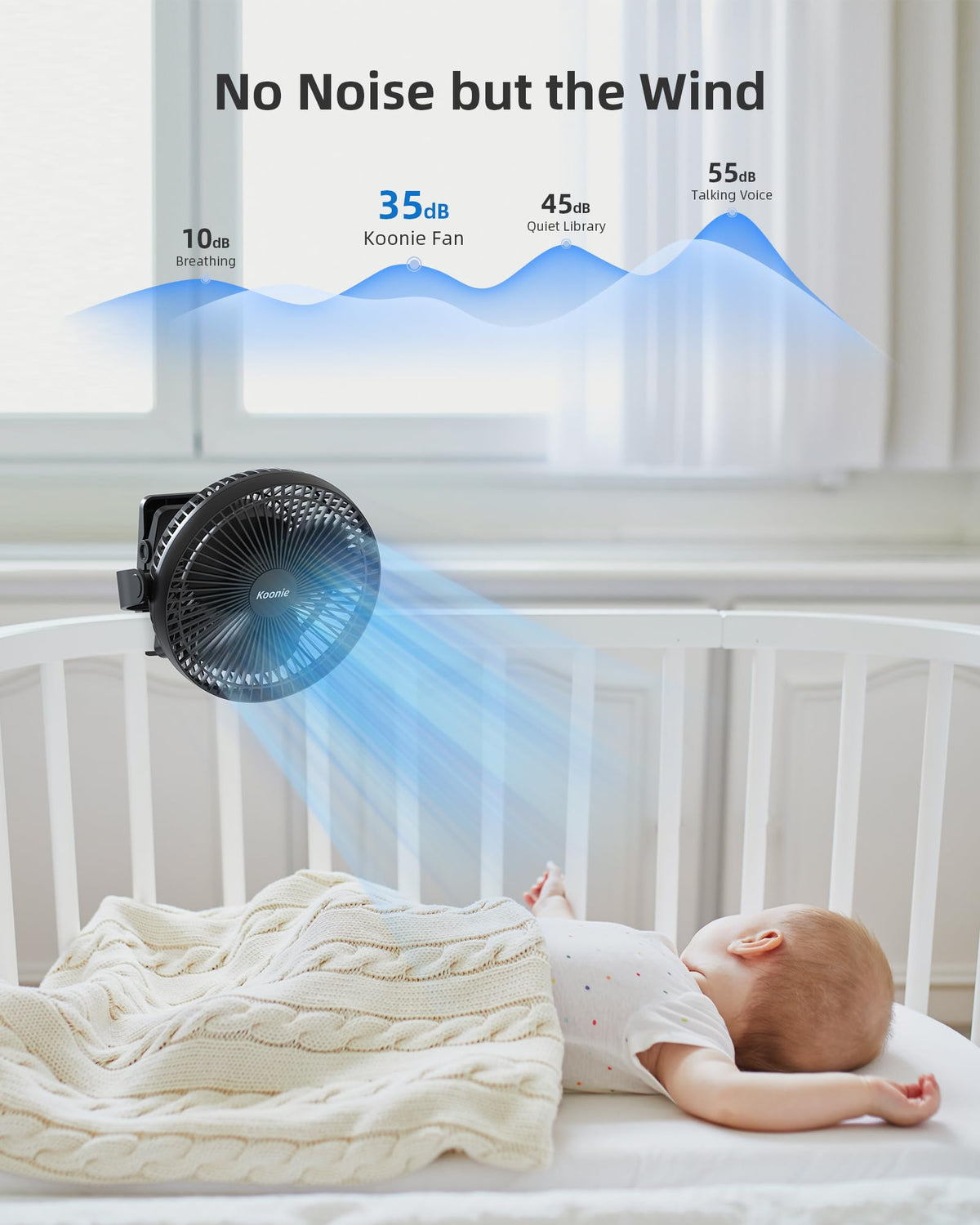 Koonie 10000mAh Clip on Fan Rechargeable, Black