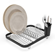 Umbra Sinkin Dish Drying Rack with Cutlery Holder, Black/Nickel