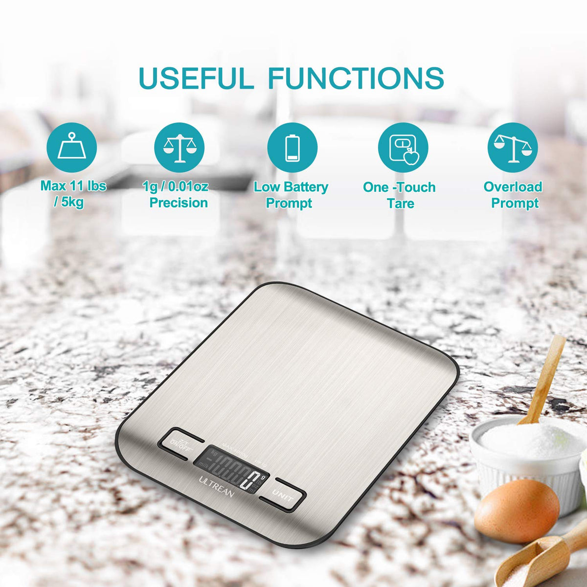 Ultrean Digital Kitchen Scale, 5 kg
