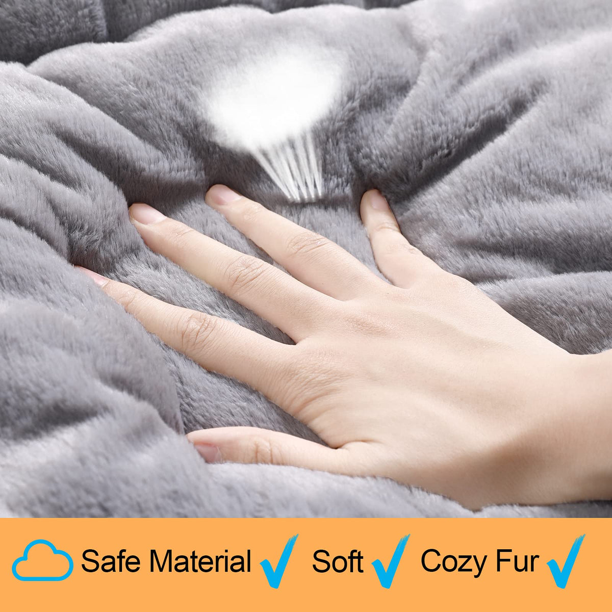 VERZEY Faux Fur Dog Crate Pad, 36 x 23 in, Grey