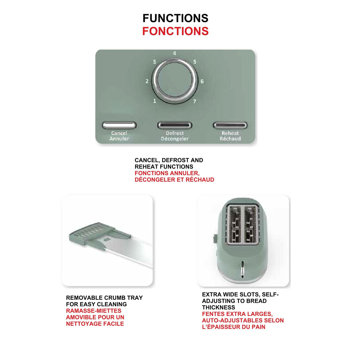 Starfrit 2-Slice Toaster, 850 W, Sage