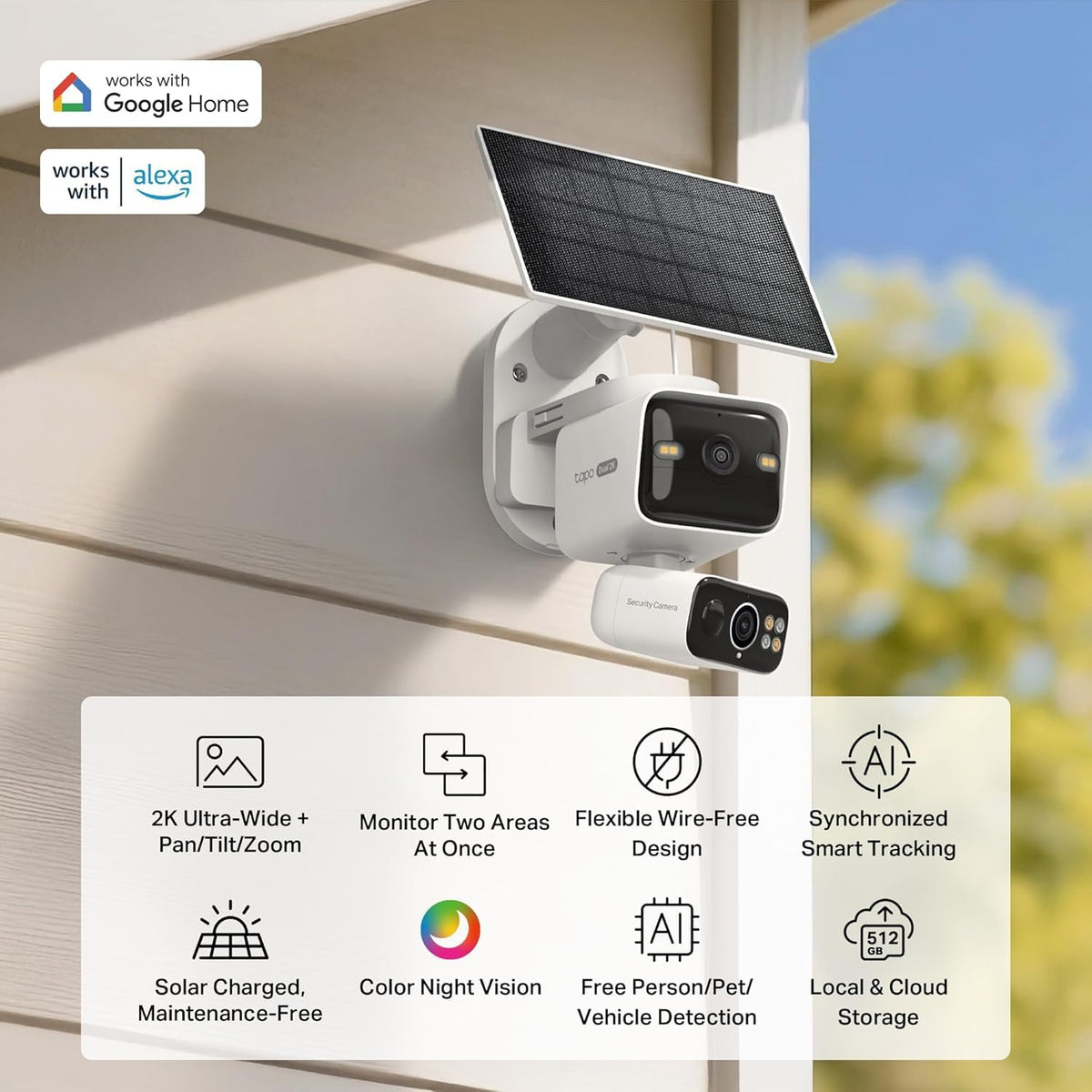 Tapo C645D 2K Dual Lens Pan/Tilt Solar Battery Camera Kit