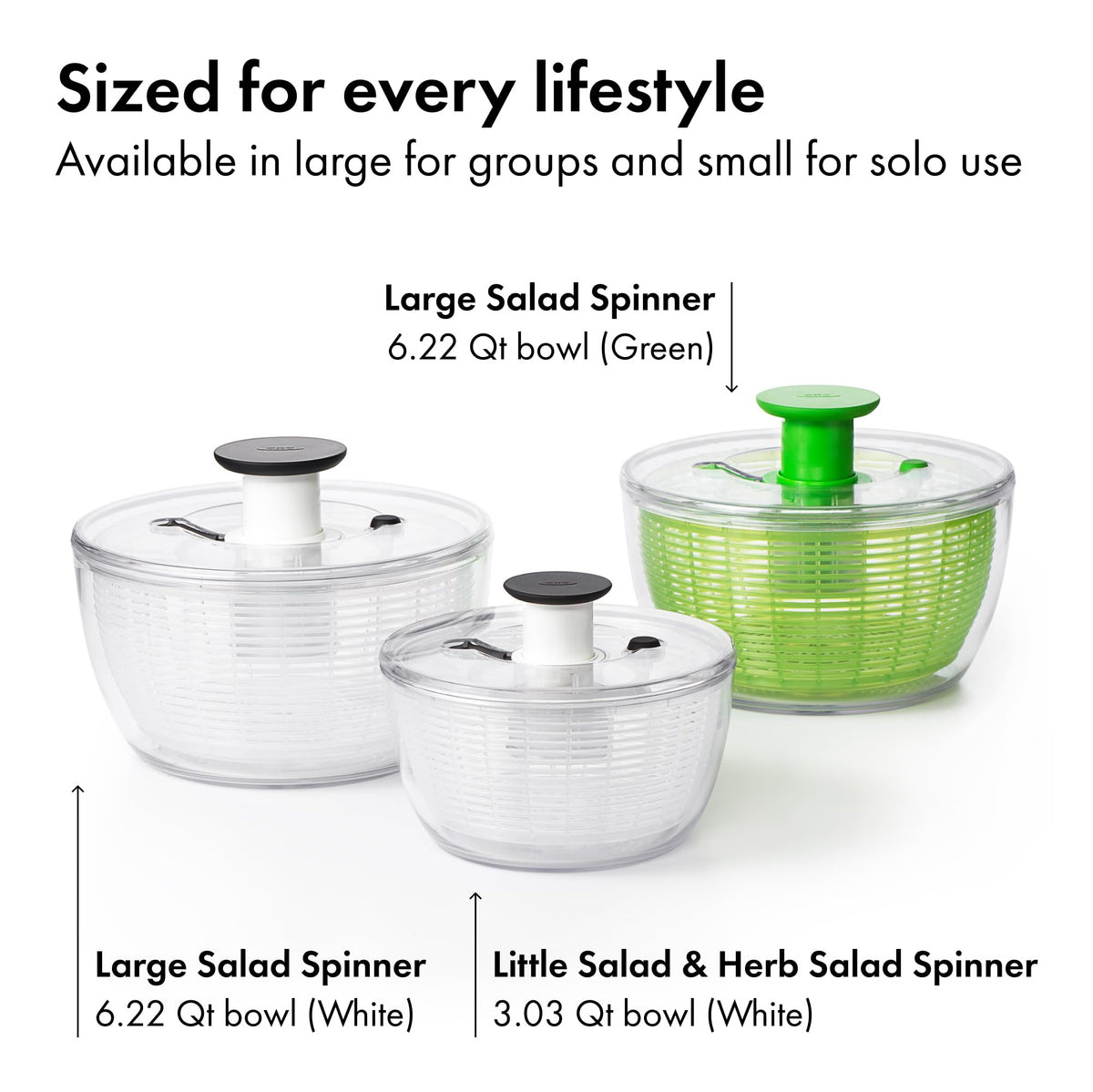 OXO Good Grips Salad Spinner, 10.25 in, Clear