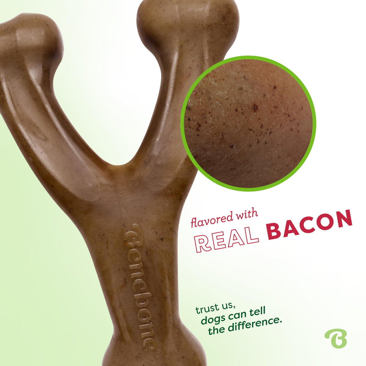 Benebone Wishbone Durable Dog Chew Toy, Bacon, Medium