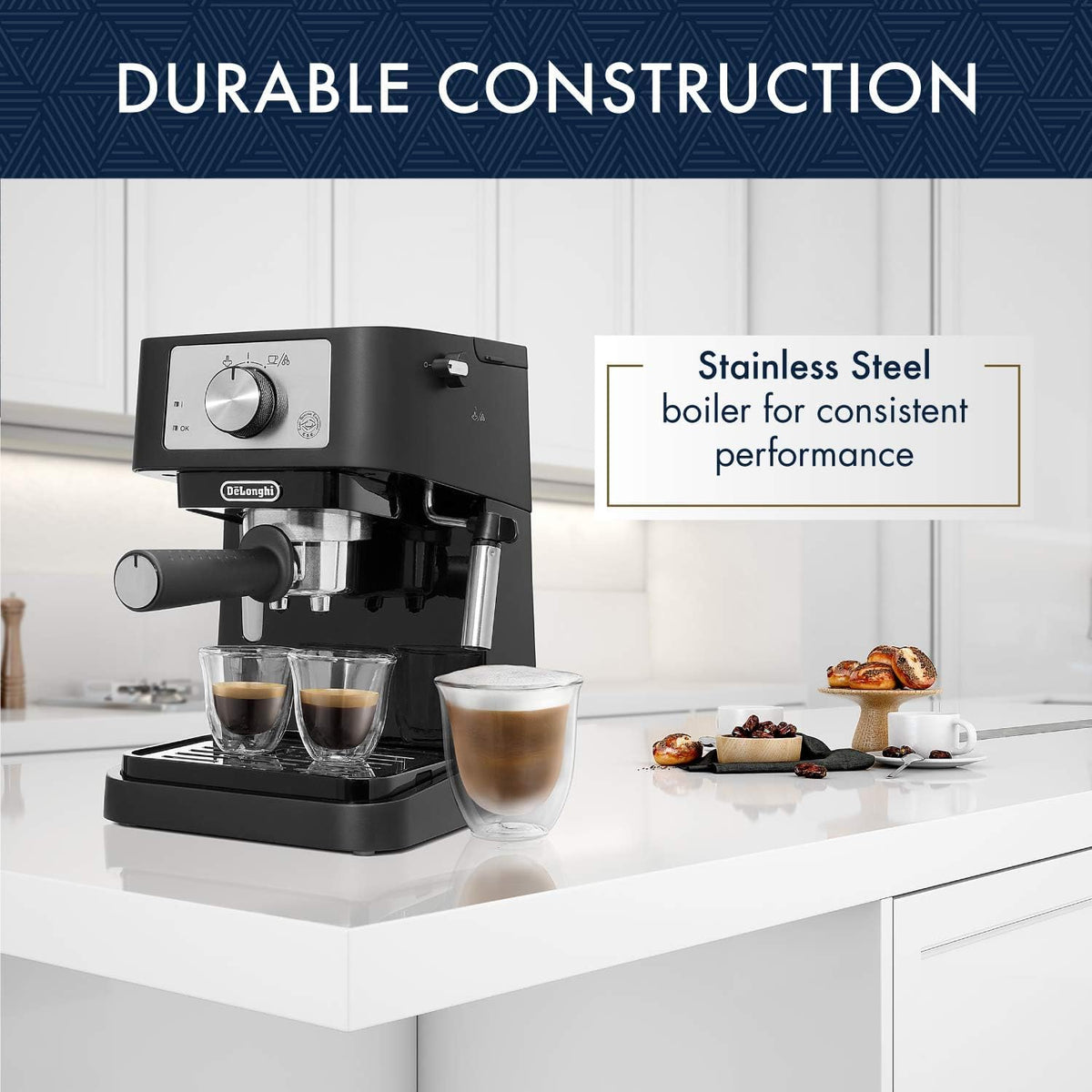 De'Longhi Stilosa Compact Manual Espresso Machine with Milk Frother