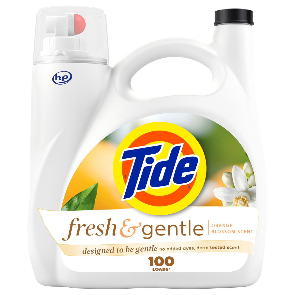 Tide Fresh & Gentle Liquid Laundry Detergent, Orange Blossom, 3.9 L