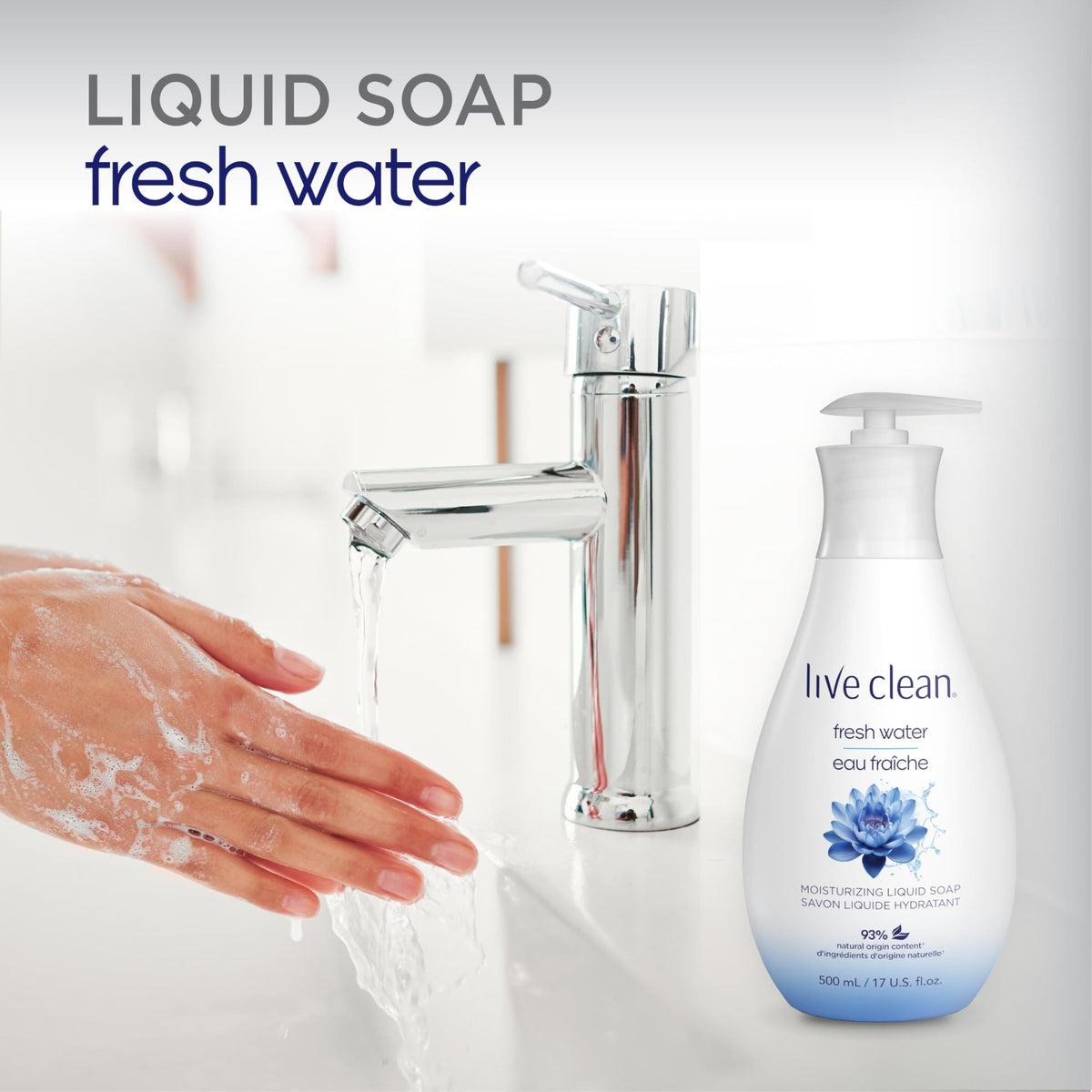Live Clean Fresh Water Hydrating Liquid Hand Soap, 500 ml, Pack of 4