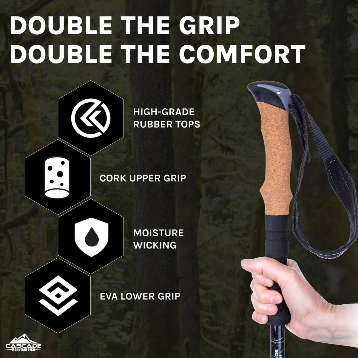 Cascade Mountain Tech Aluminum Trekking Poles With Cork Grip