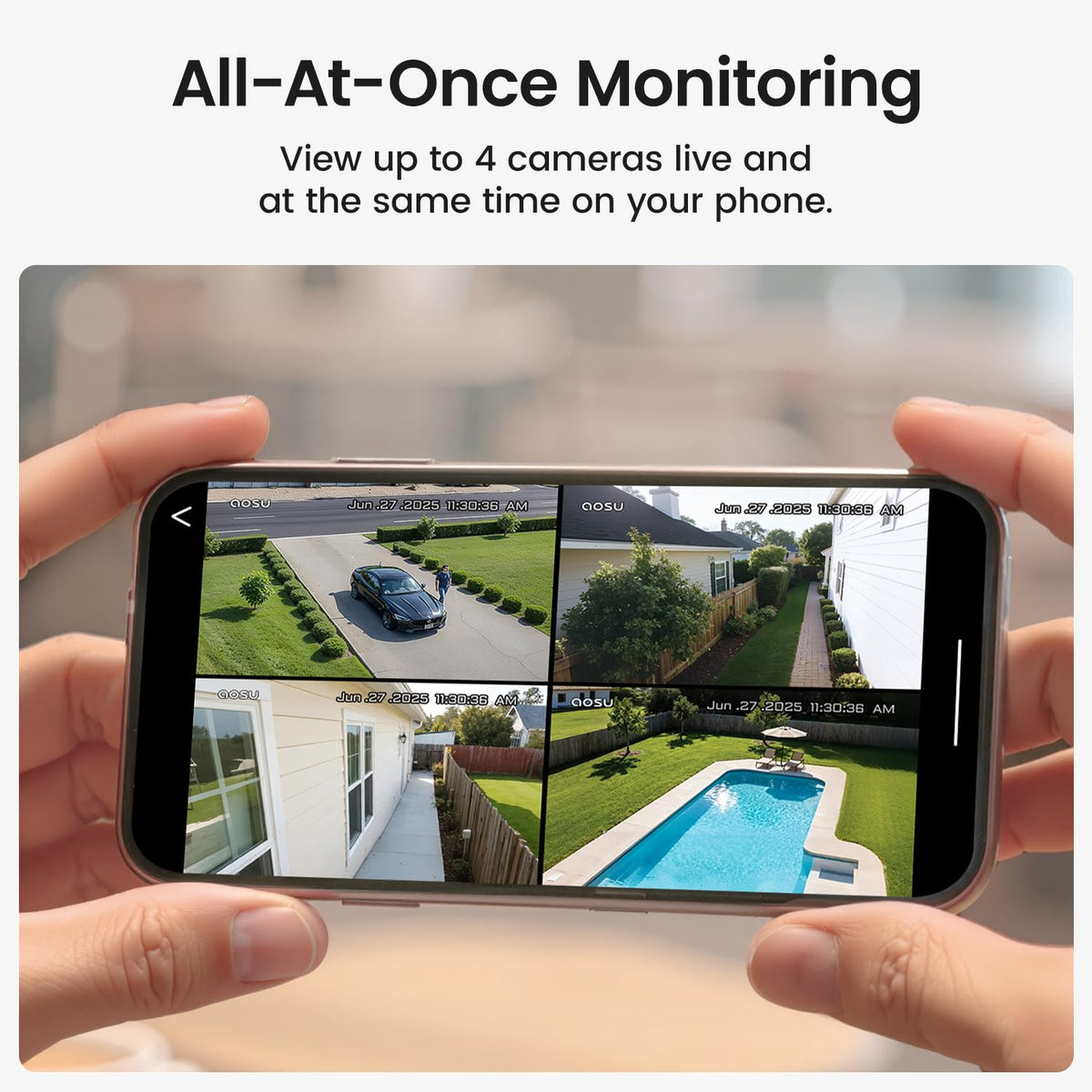AOSU 2K Solar Wireless Outdoor Security Cameras (2 Pack)