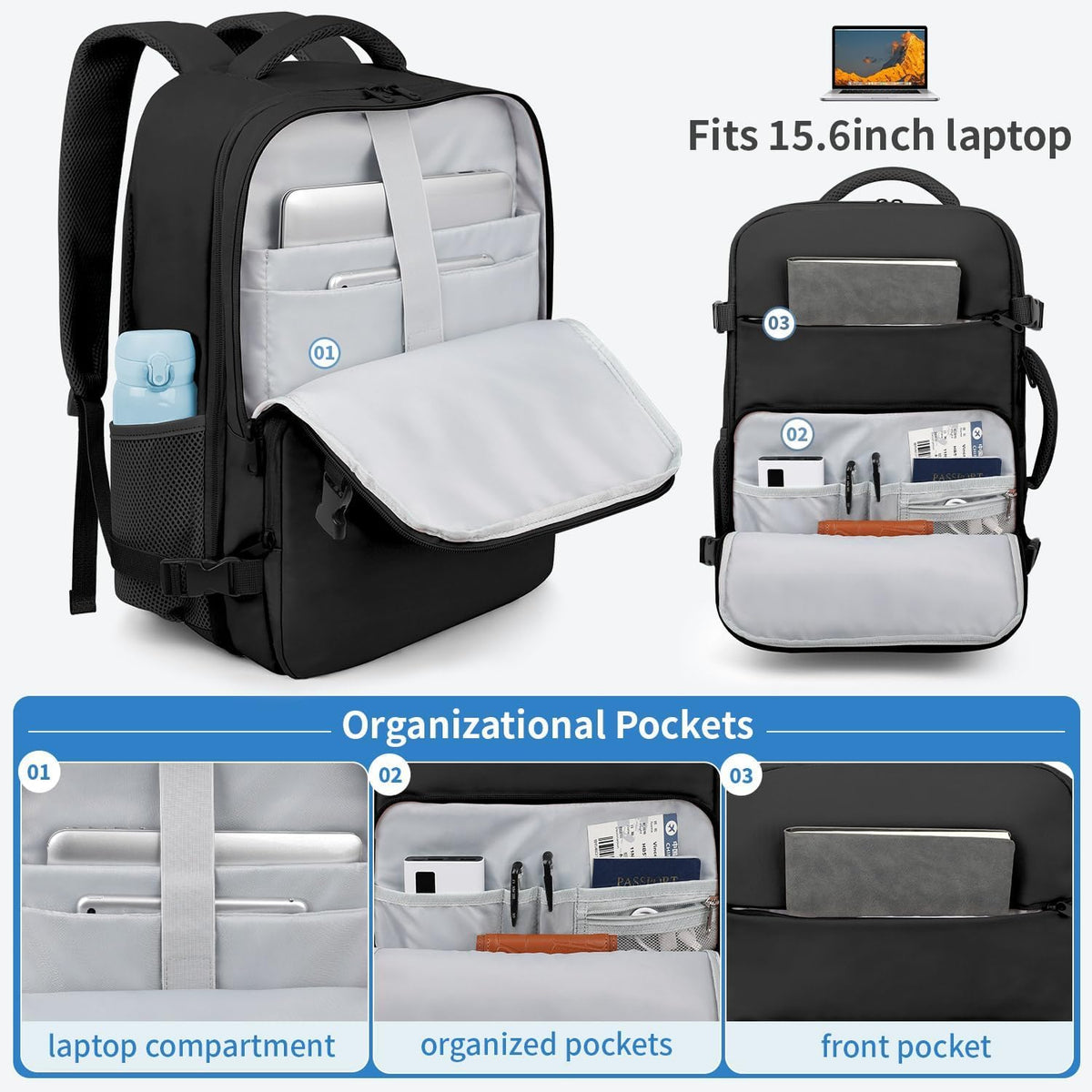 ZOMFELT TSA Travel Carry On Backpack, 15.6 Inch