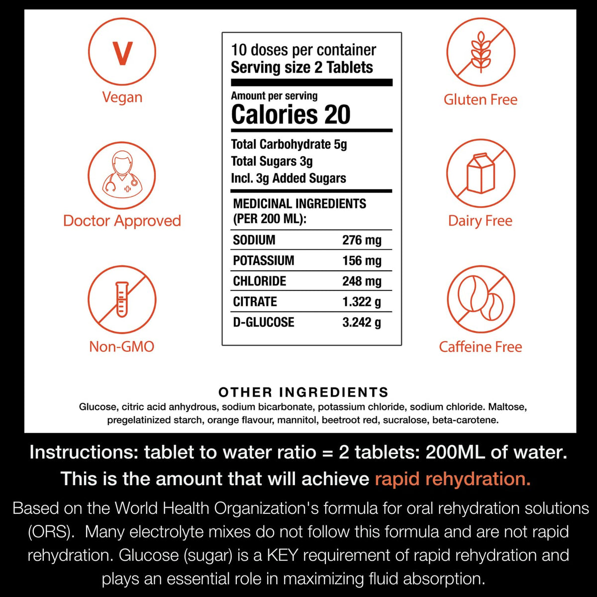 HydraLyte Electrolyte Tablets, Blood Orange, 40 Count