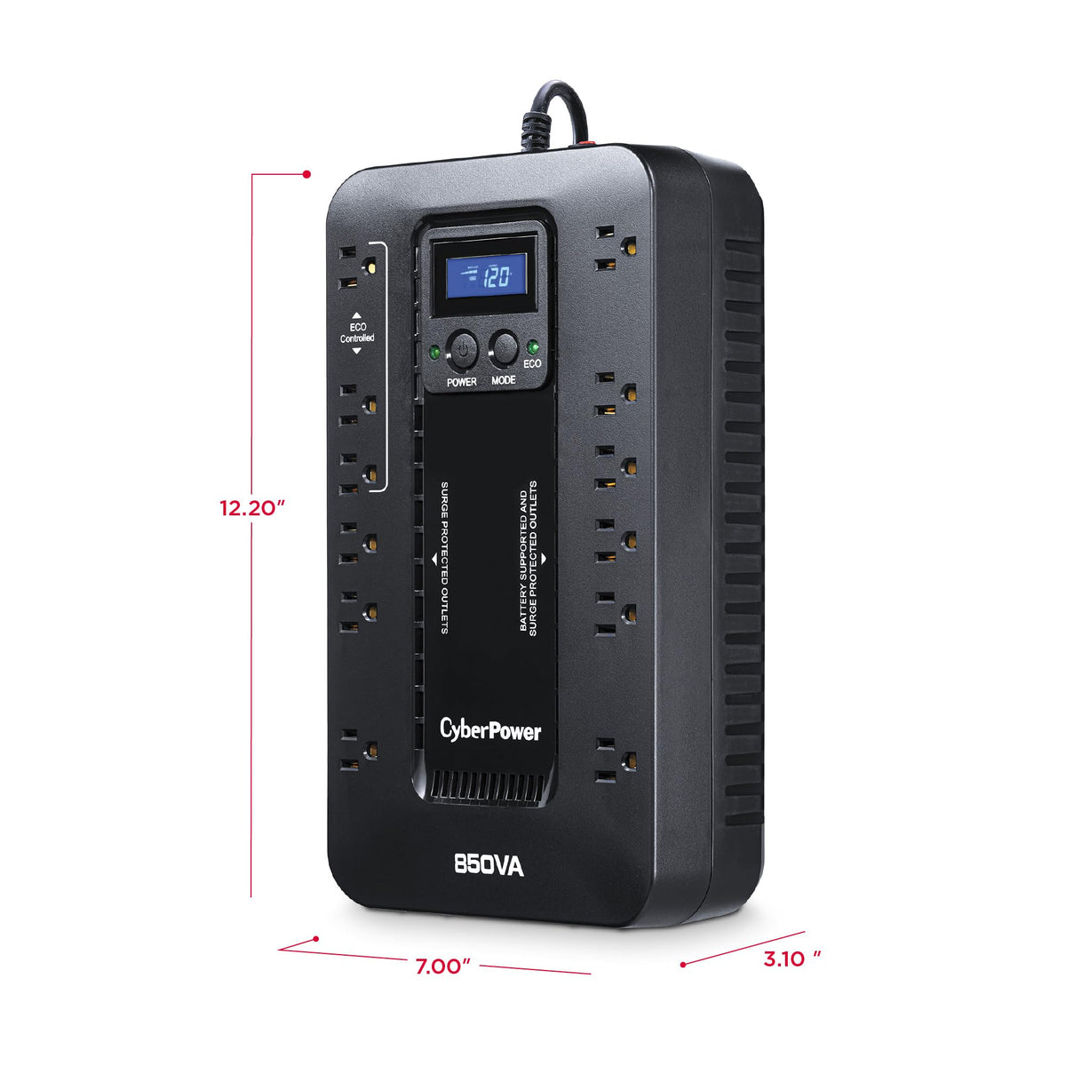 CyberPower EC850LCD Ecologic Battery Backup and Surge Protector, 850VA