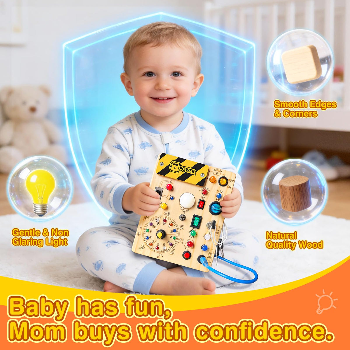 Busy Board with 23 LED Lights for Toddlers