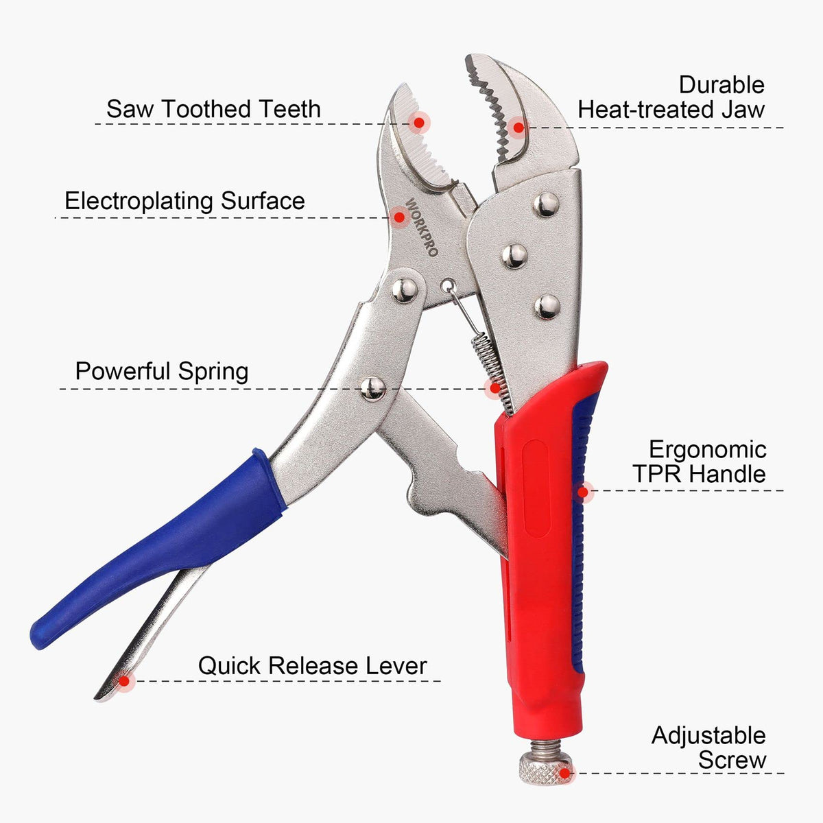 WORKPRO 3-Piece Locking Pliers Set, 10-Inch, 7-Inch, 6-1/2-Inch
