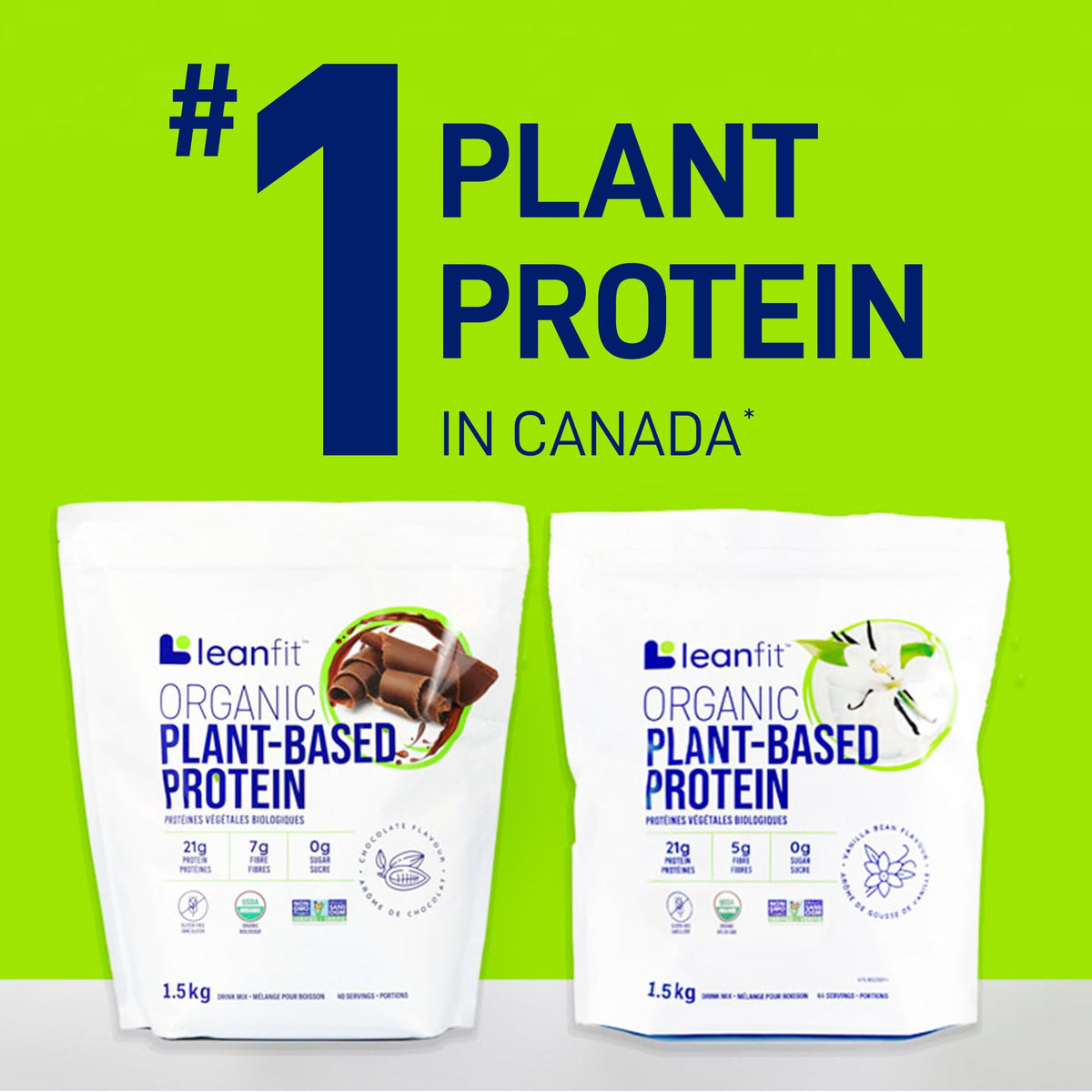 LeanFit Organic Plant-Based Protein, Natural Chocolate, 1.5 kg
