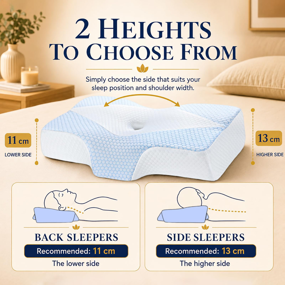Mkicesky Memory Foam Cervical Pillow with Cooling Cover