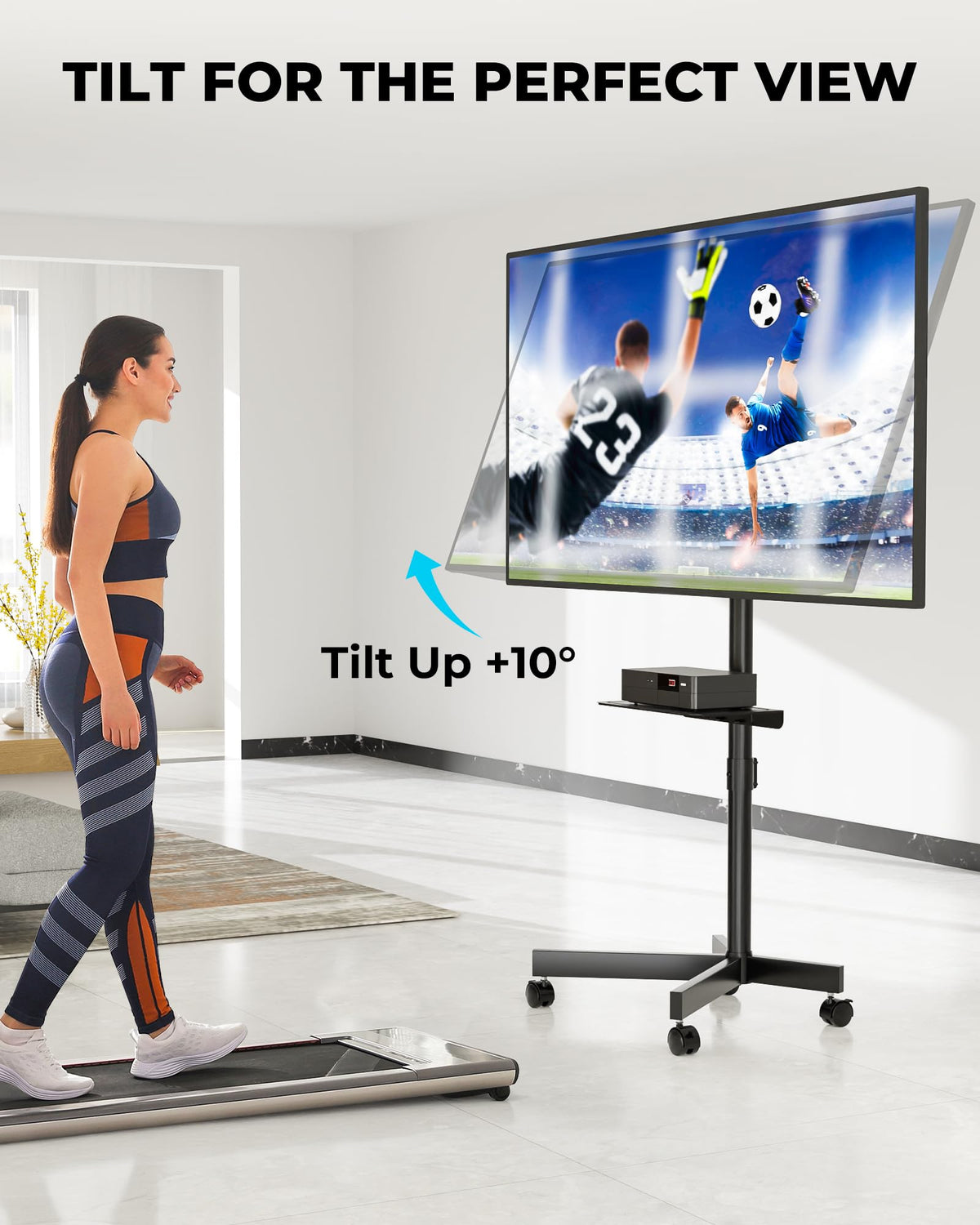 BONTEC Rolling TV Stand with Tilt for 23-60 Inch TVs, Black