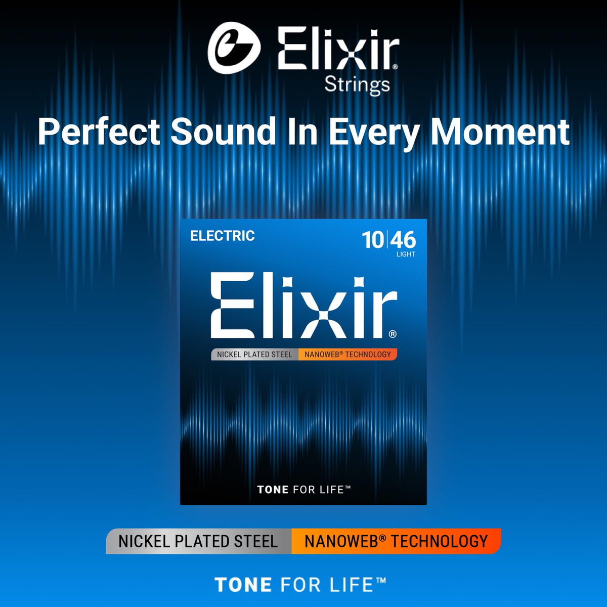Elixir Electric Guitar Strings Nanoweb, Light 10-46