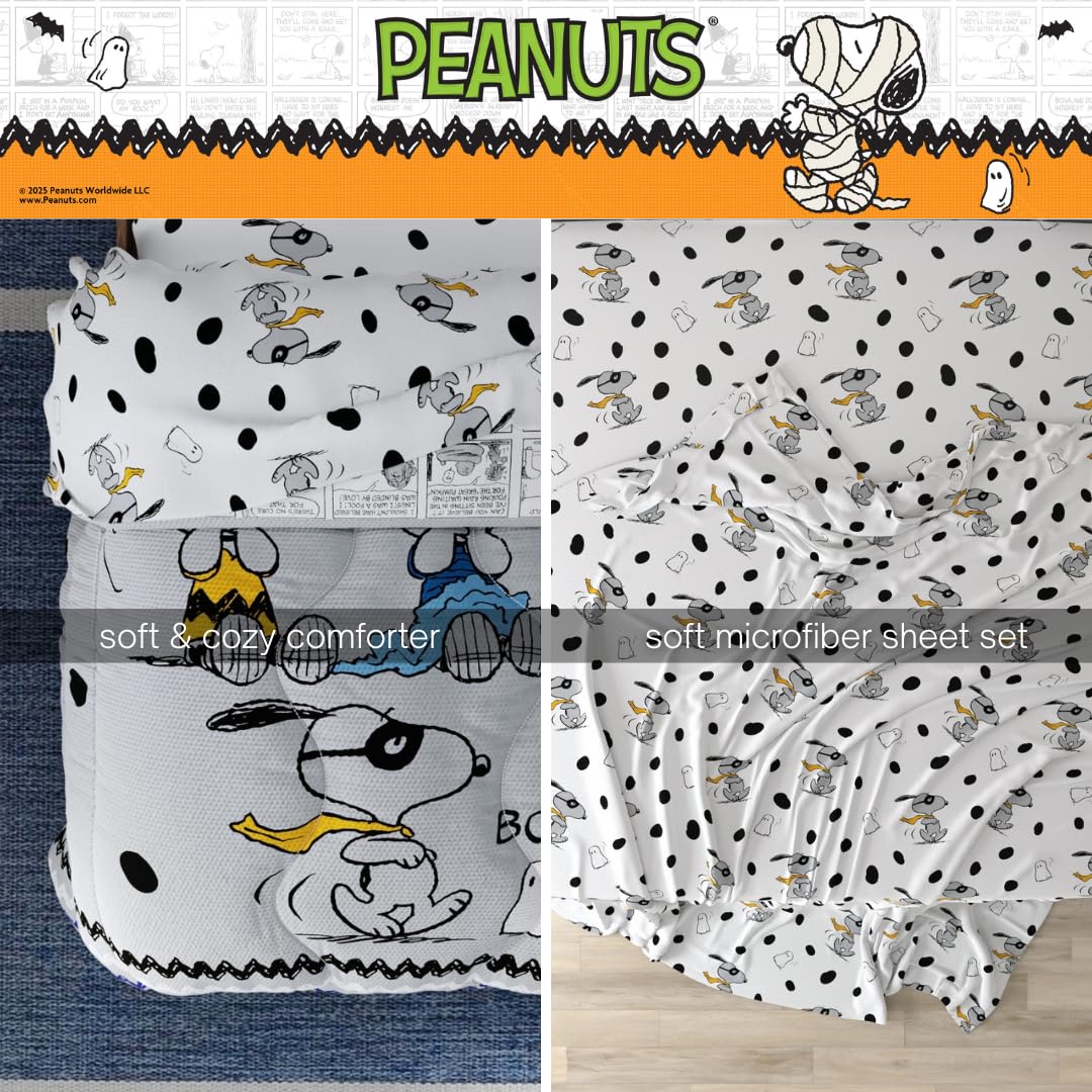 Franco Peanuts Snoopy Halloween Bedding Set, Twin, 4 Piece