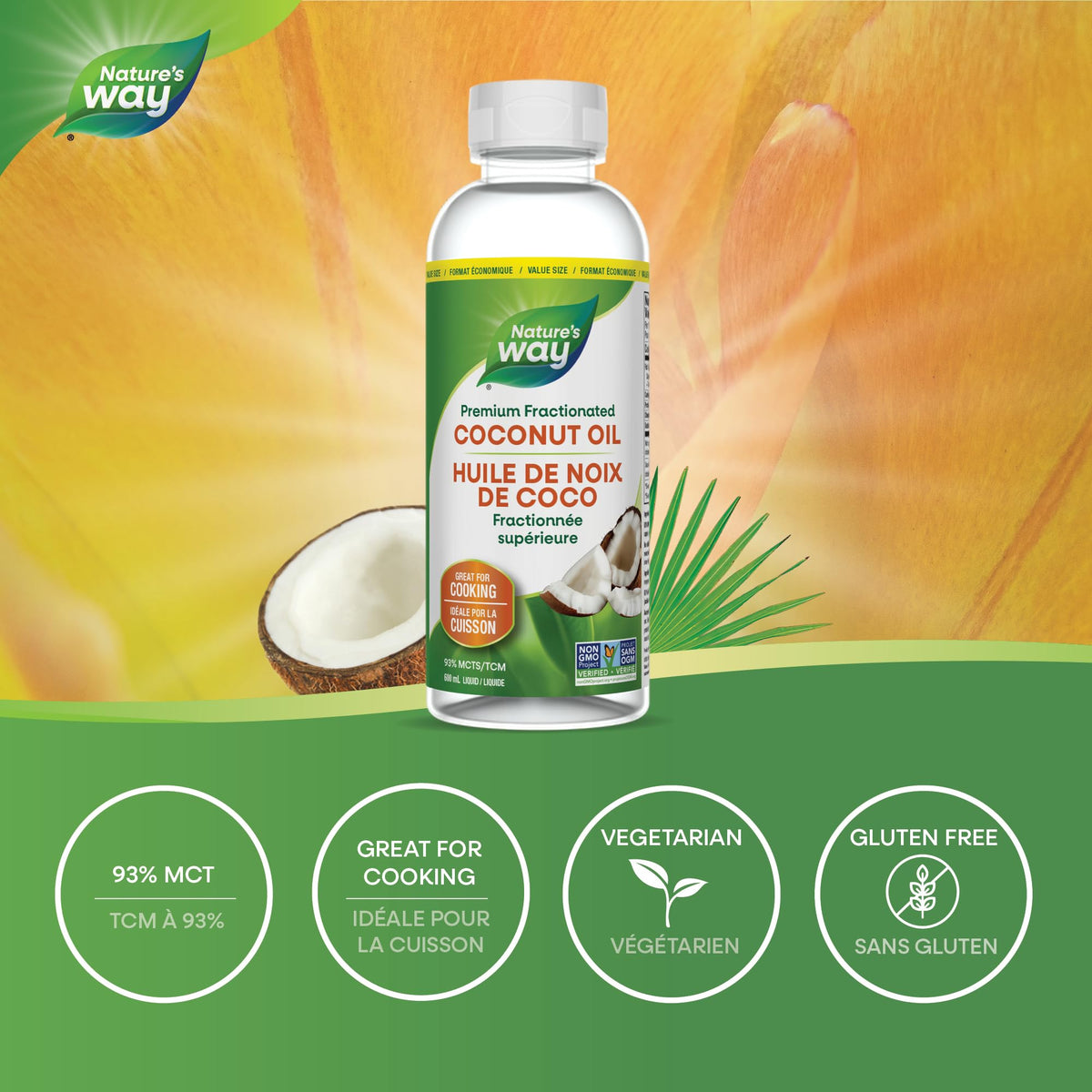 Nature's Way Premium Liquid Coconut Oil, 600 ml