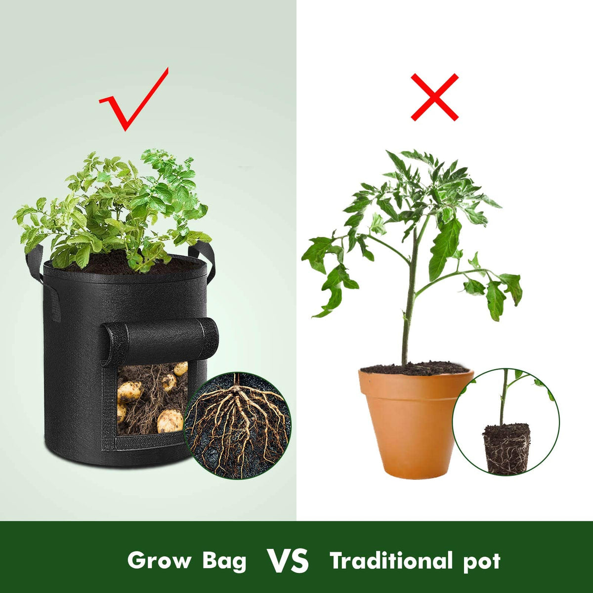 Cavisoo Potato Grow Bags, 10 Gallon, 5 Pack