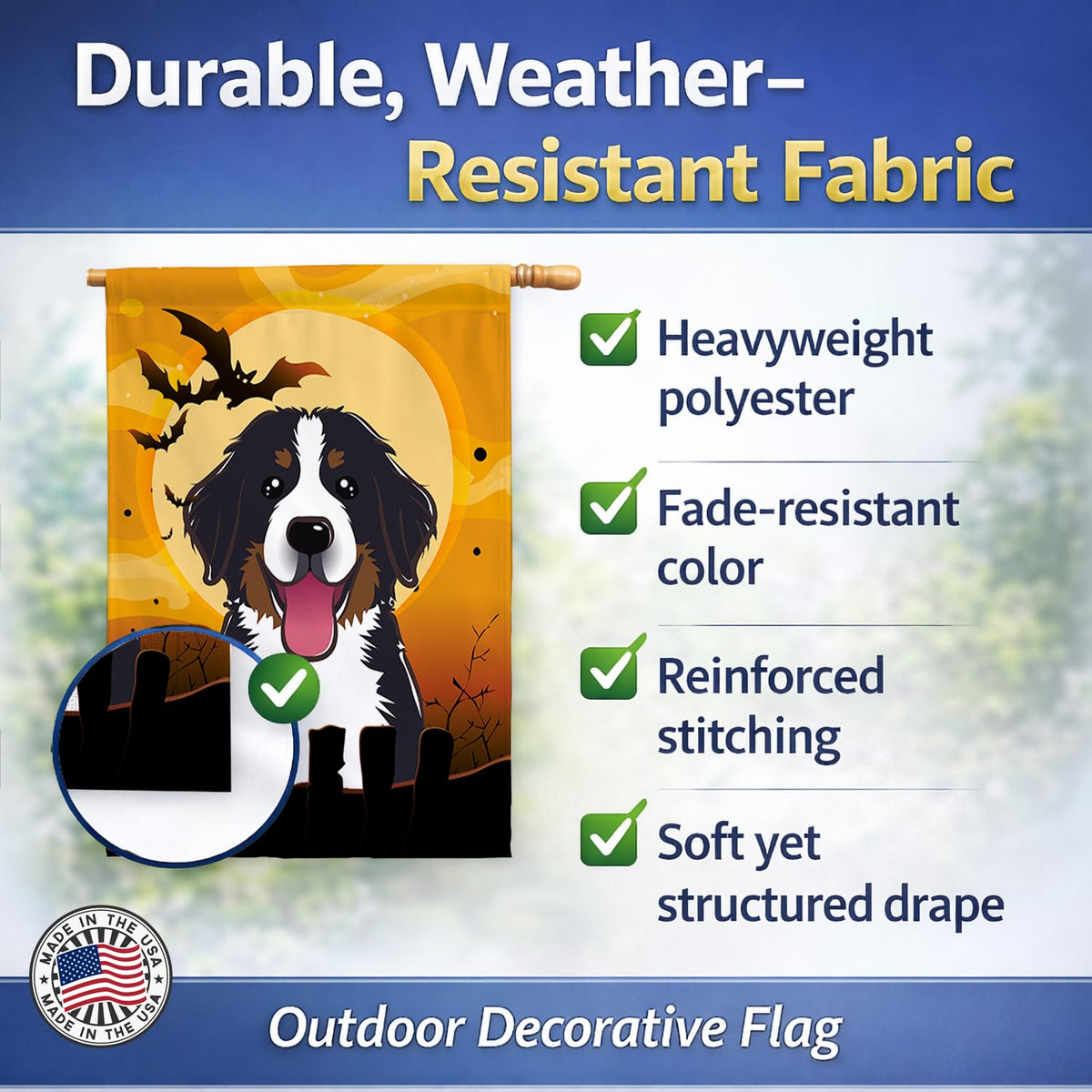 Caroline's Treasures Halloween Bernese Mountain Dog House Flag, Large