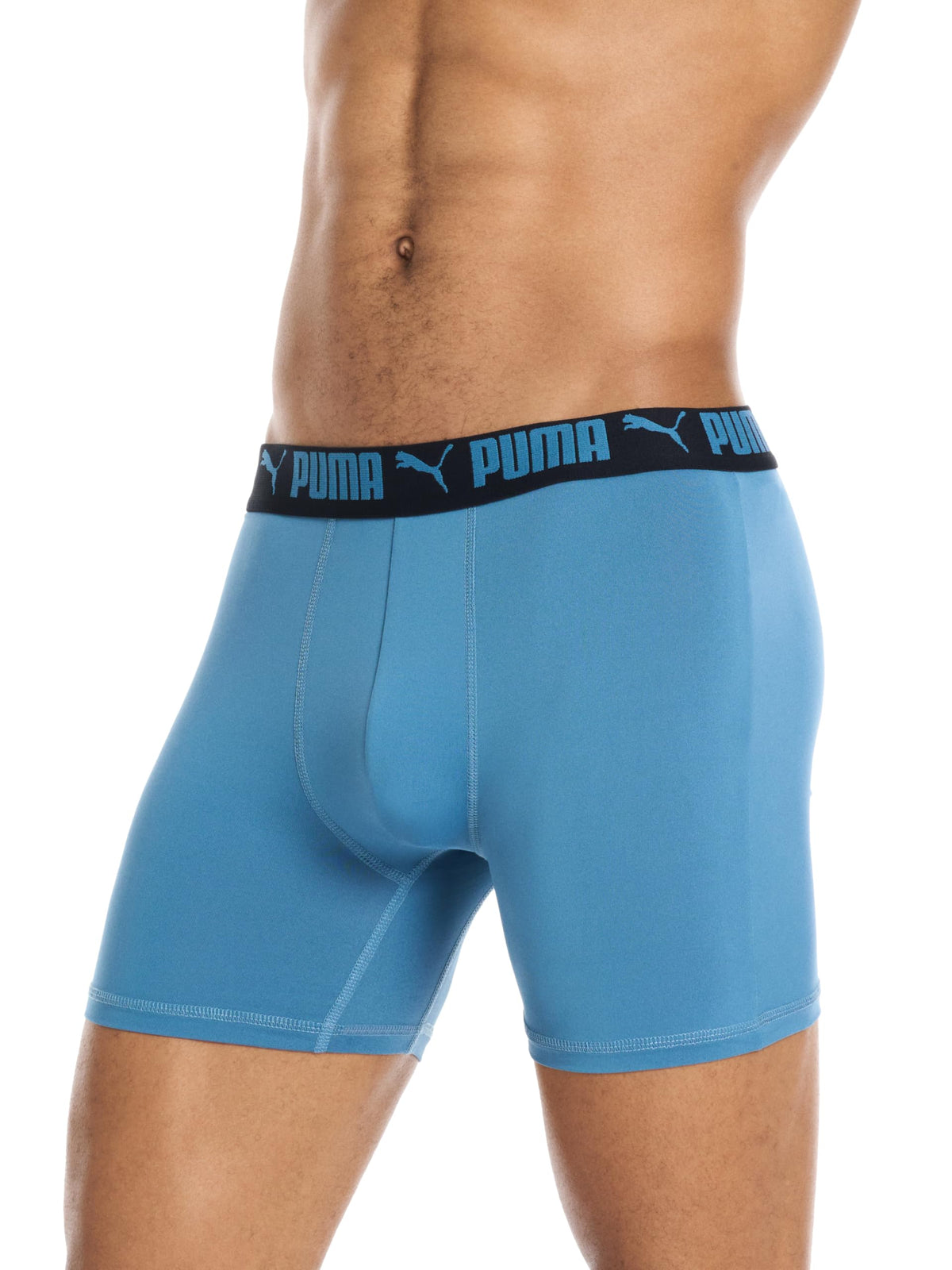 Puma Men's 4 Pack Active Stretch Boxer Briefs, Blue Combo