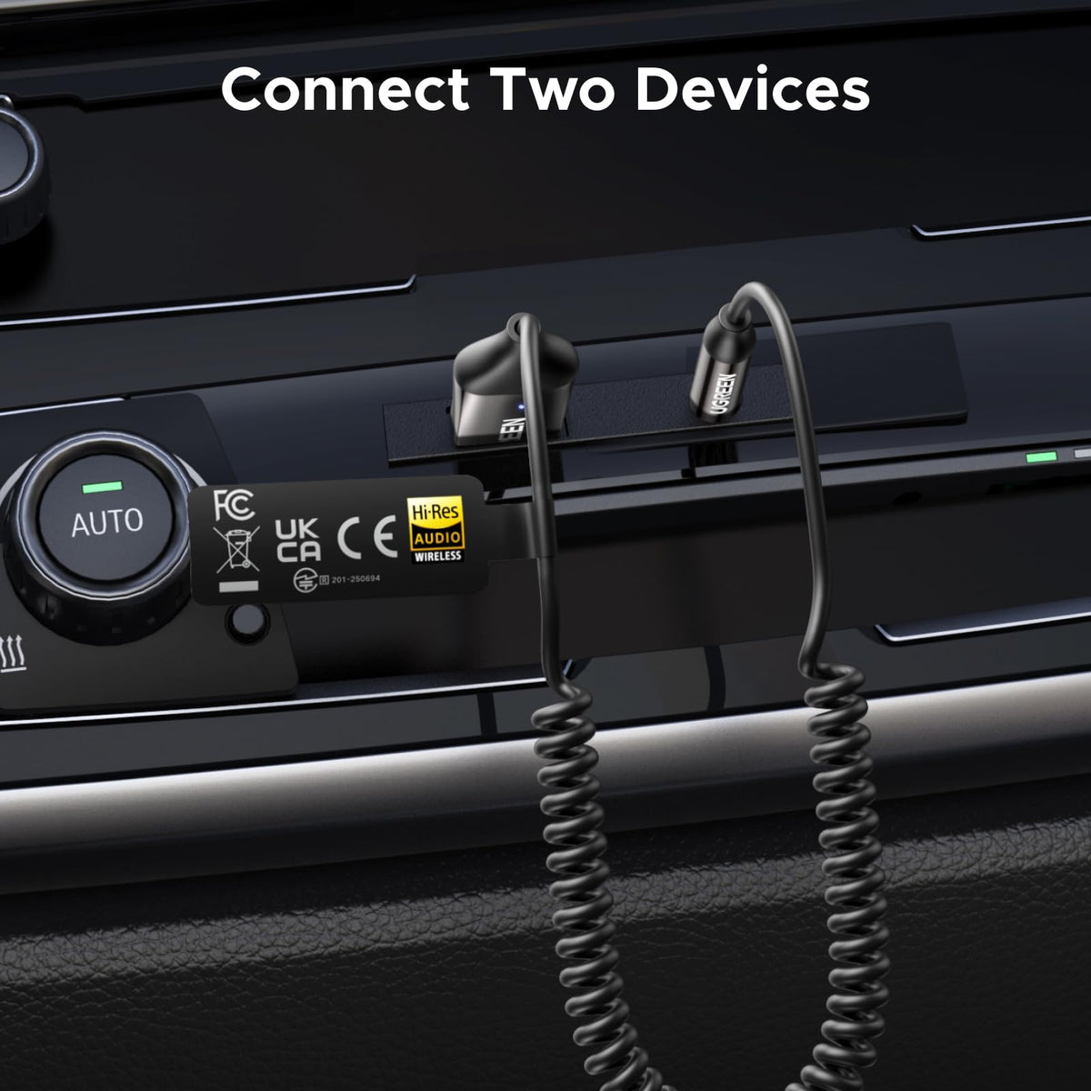 UGREEN Aux to Bluetooth 6.0 Car Adapter with LDAC, 3.5mm