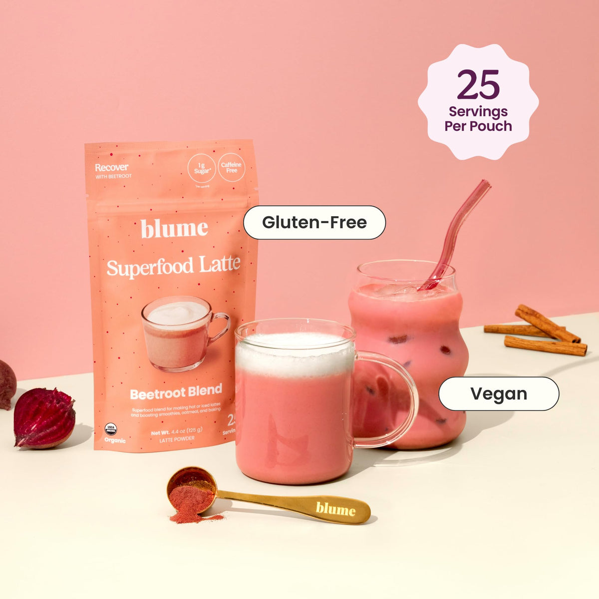 Blume Superfoods Beetroot Latte Powder, 25 Servings