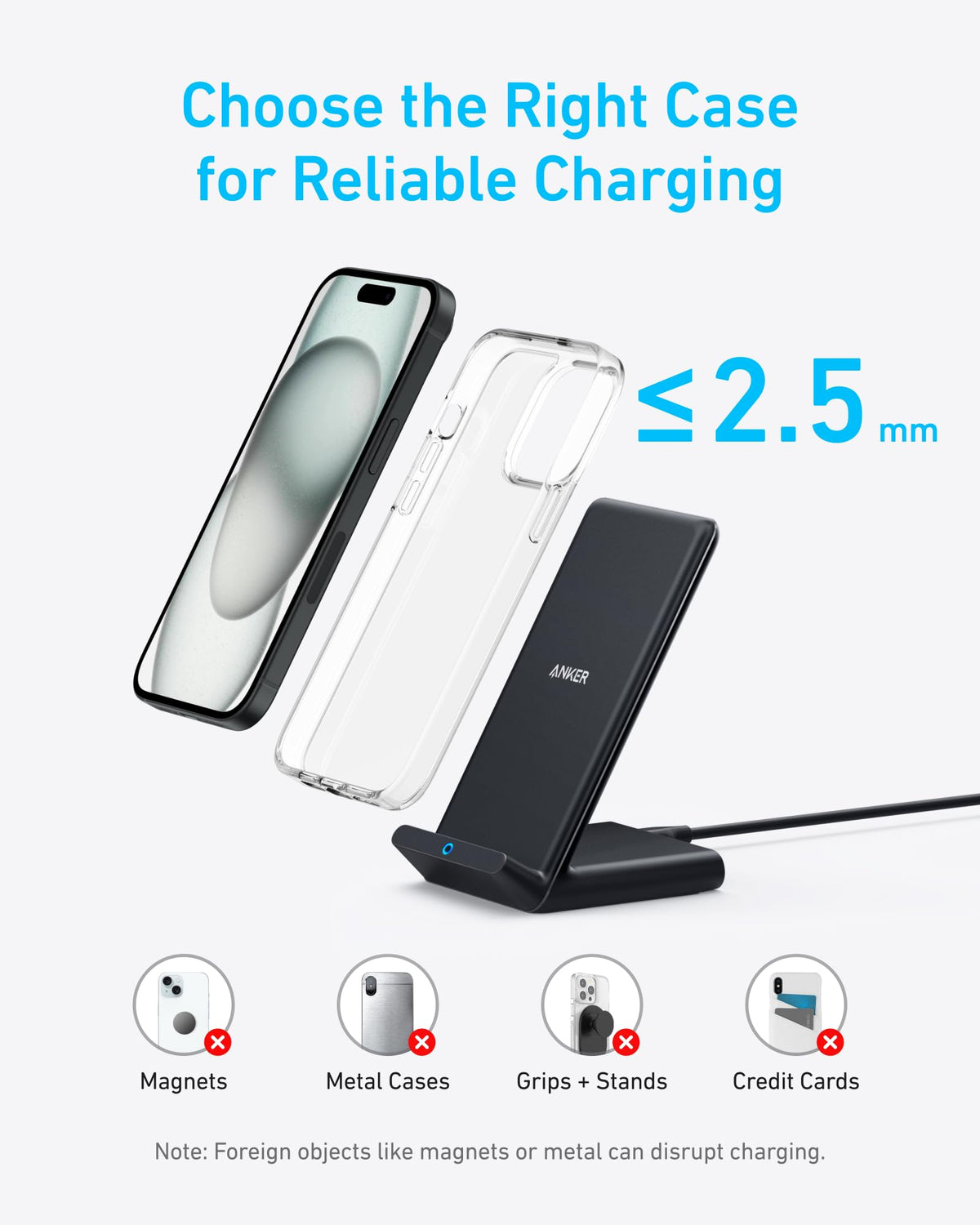 Anker 313 Wireless Charger Stand, Qi-Certified, 10W Max, Micro-USB
