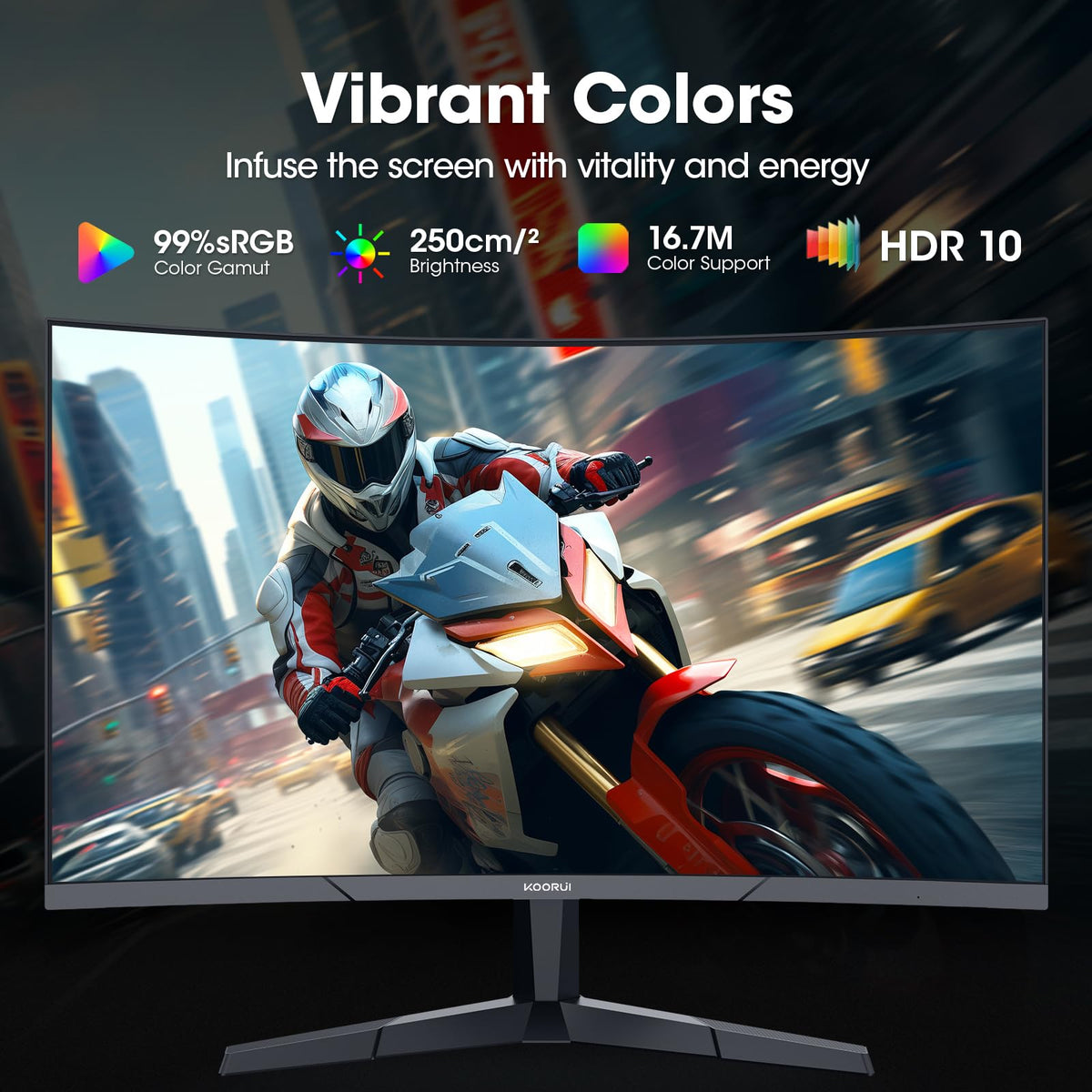KOORUI 27 Inch Curved Gaming Monitor, 180Hz, 1ms, 1080P, 1500R