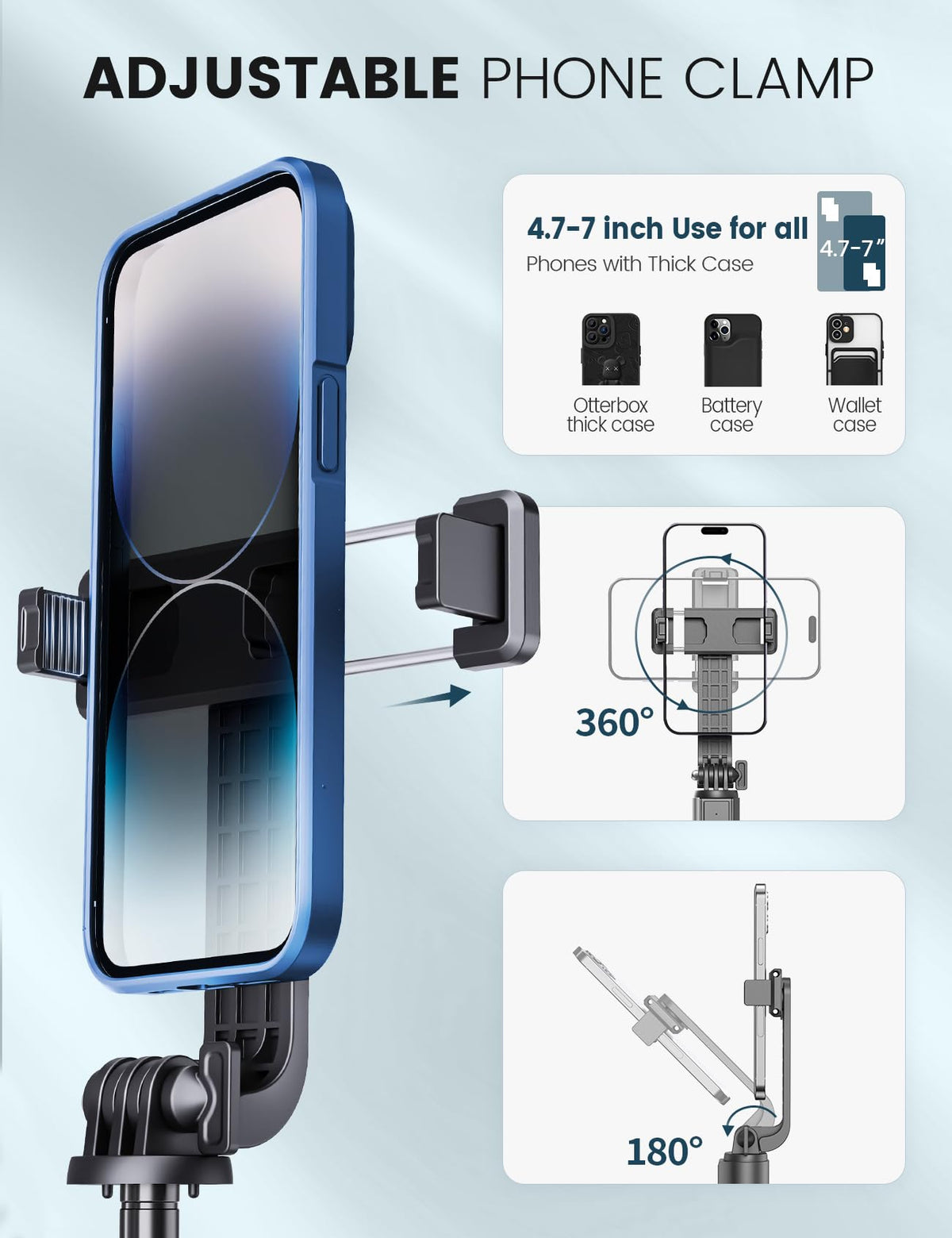 ANXRE Selfie Stick Tripod with Fill Light and Remote, 50 Inch