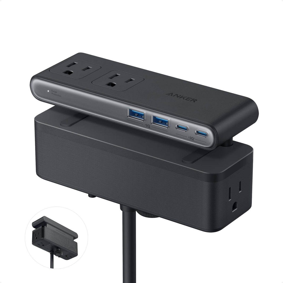 Anker Nano Power Strip with Desk Clamp, 1500J, 6 AC, 2 USB A, 2 USB C